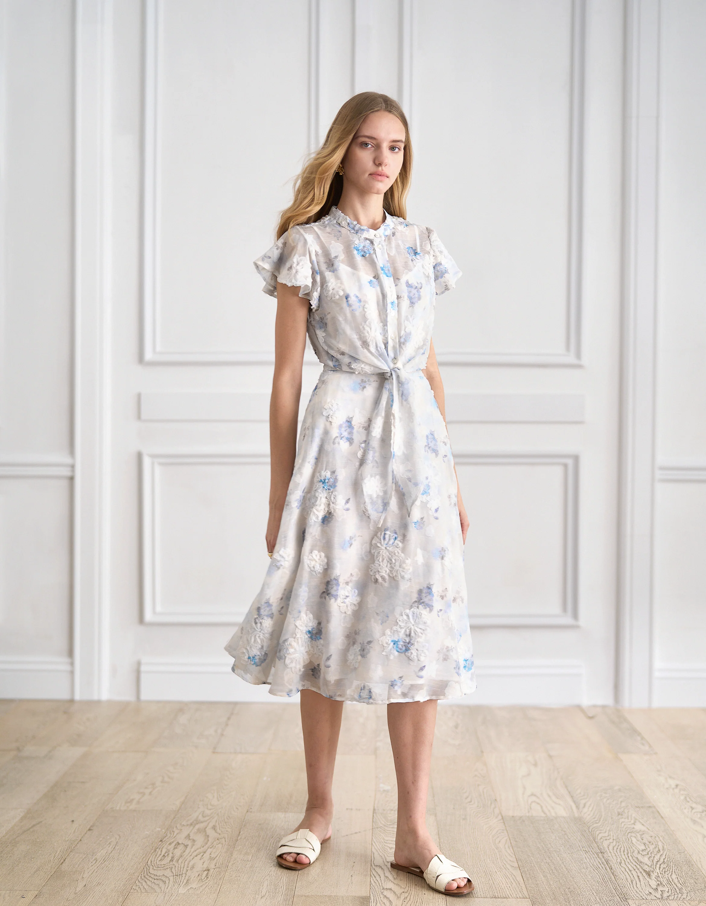 3D Floral Jacquard Midi Skirt - Image 2