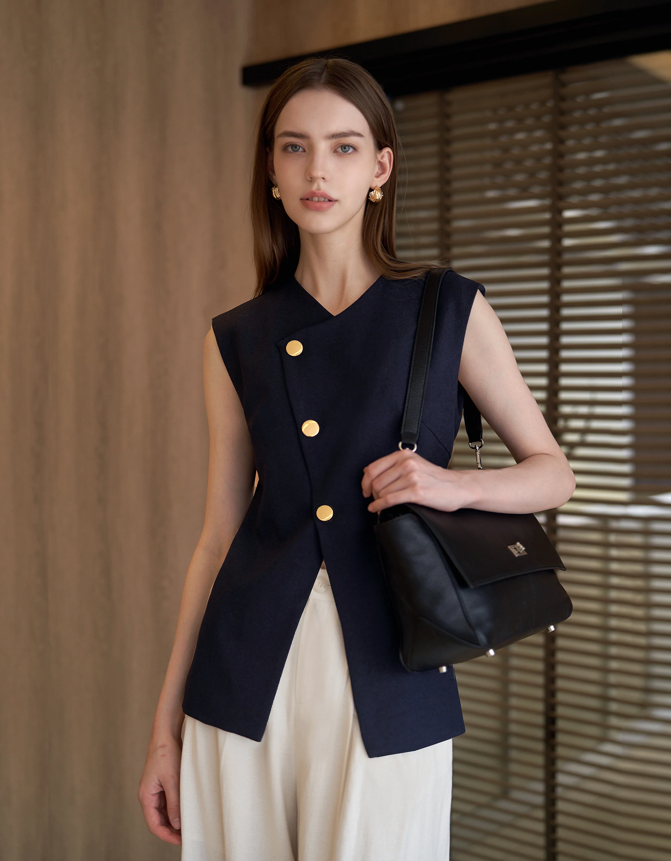 Asymmetric Button Front Vest - Image 10
