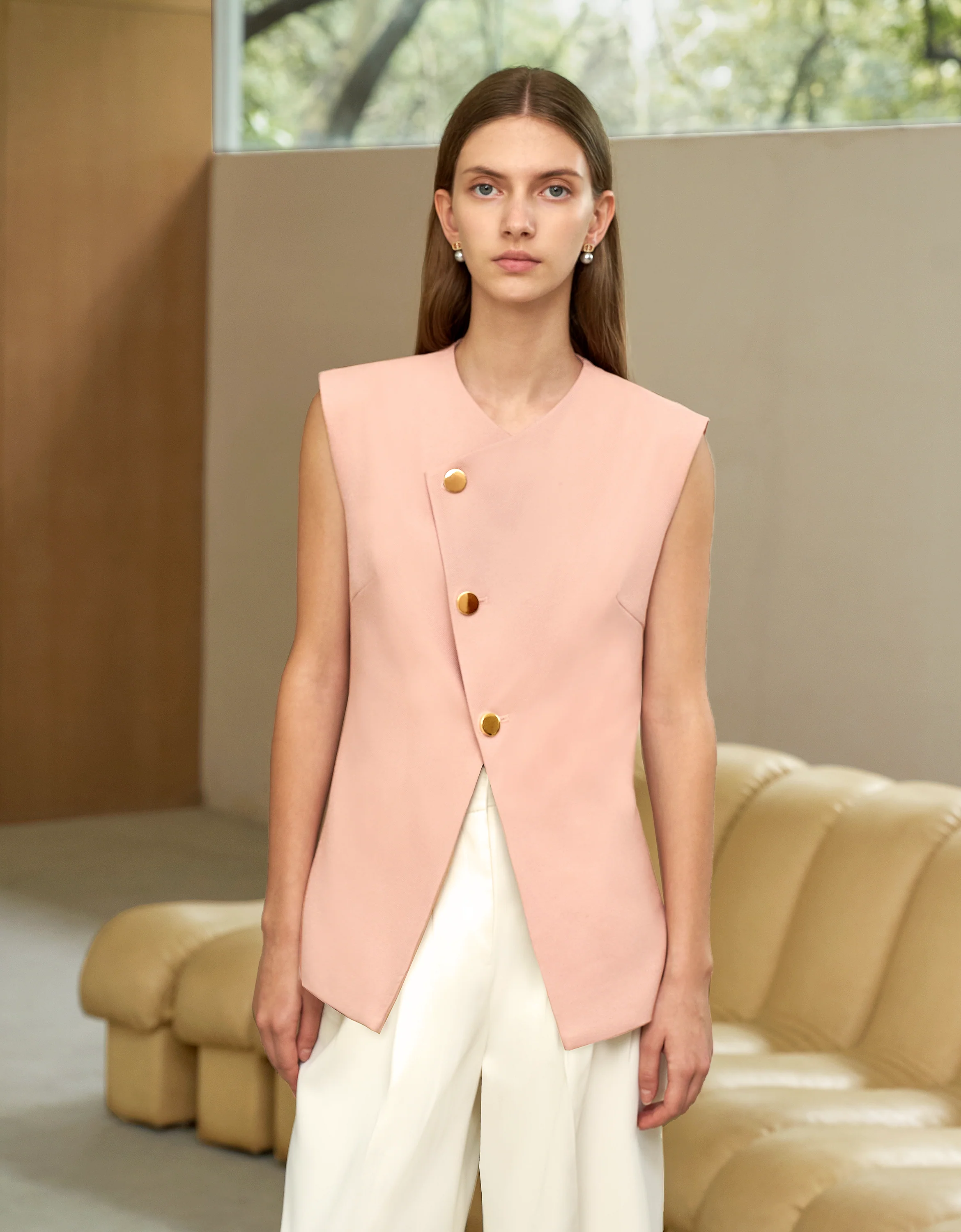 Asymmetric Button Front Vest - Image 5