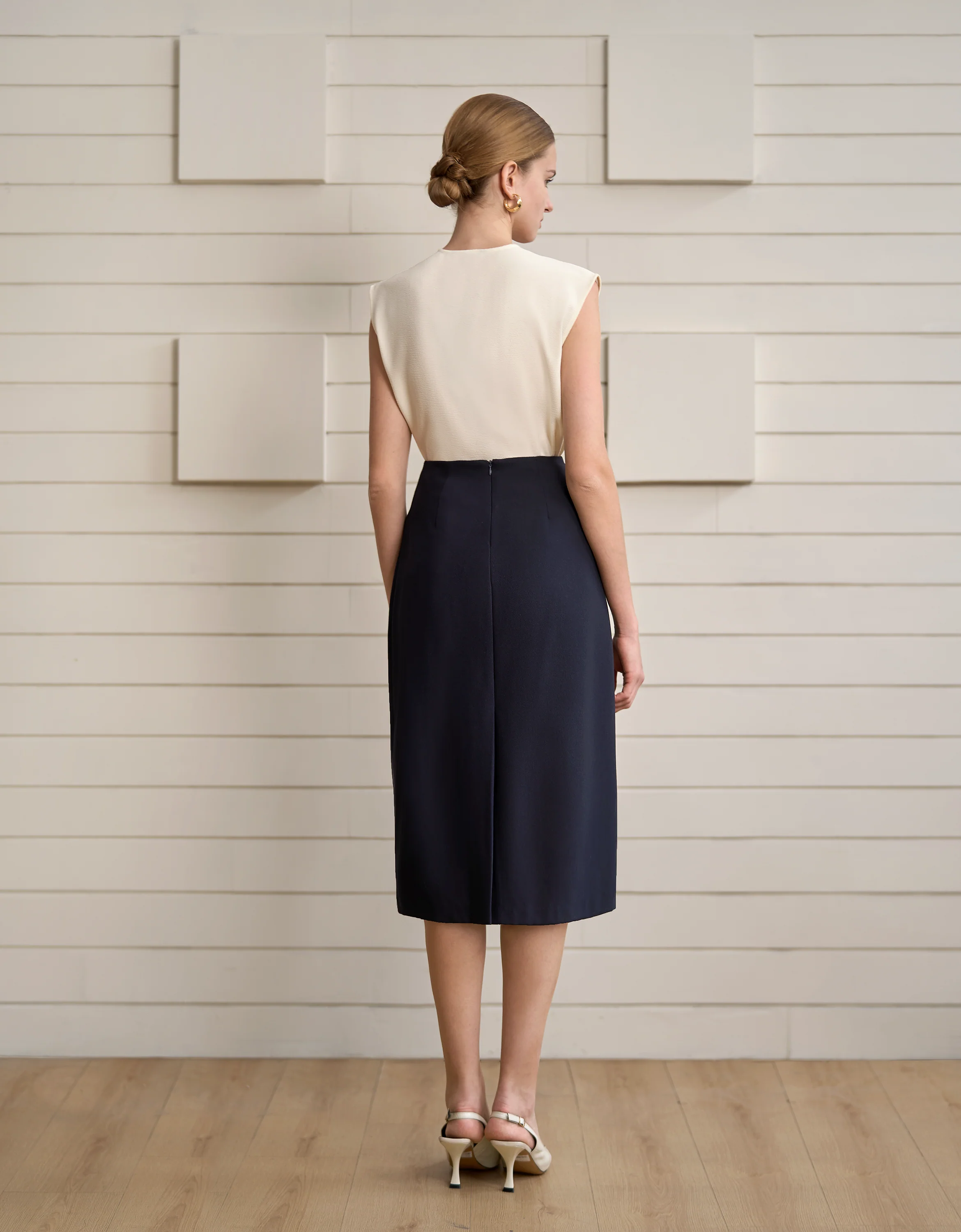 Asymmetrical Pleated Midi Skirt - Image 3