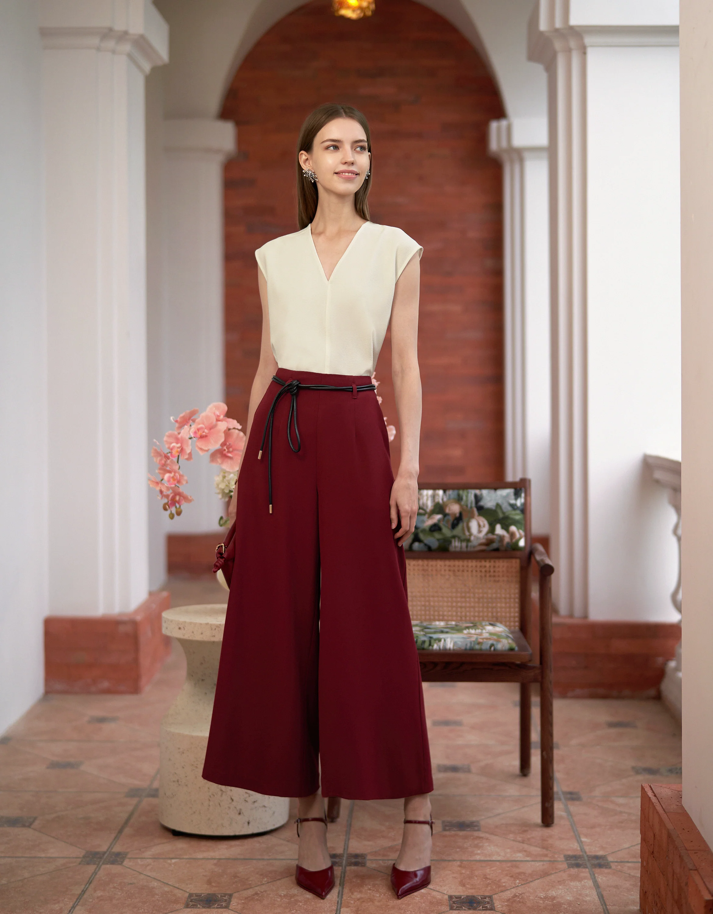 Belted Wide Leg Pants - Image 2
