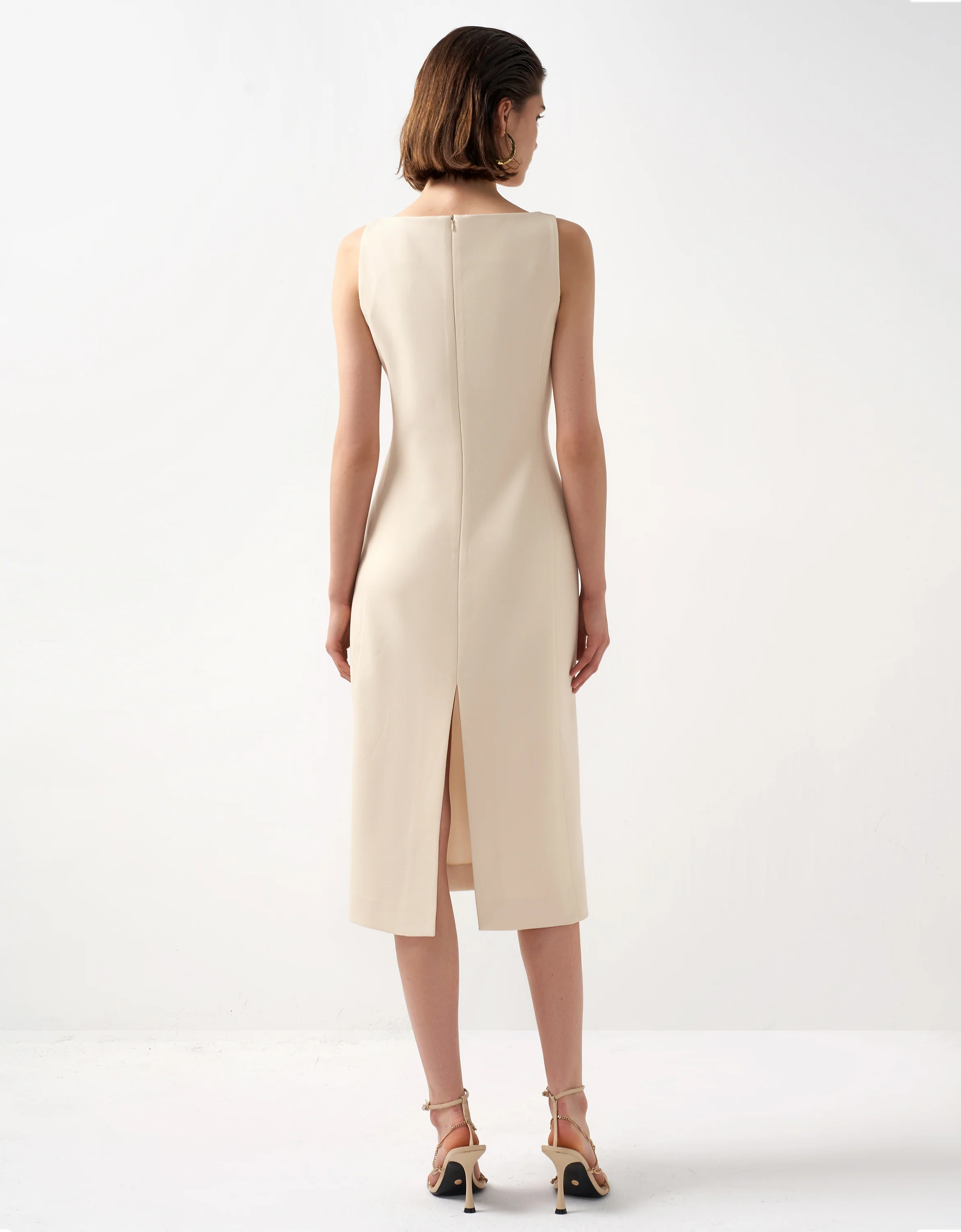 Boat Neck Back Slit Dress - Image 13