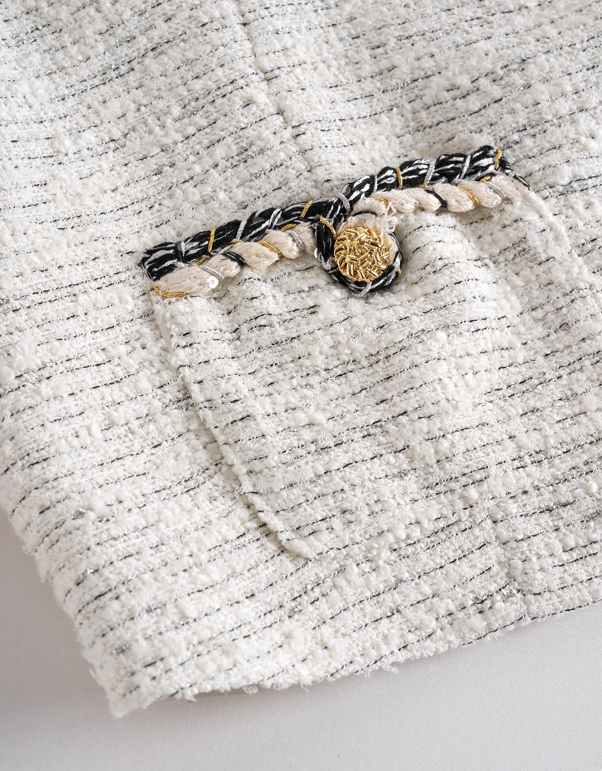 Braided Trims Sleeveless Tweed Cropped Top - Image 9