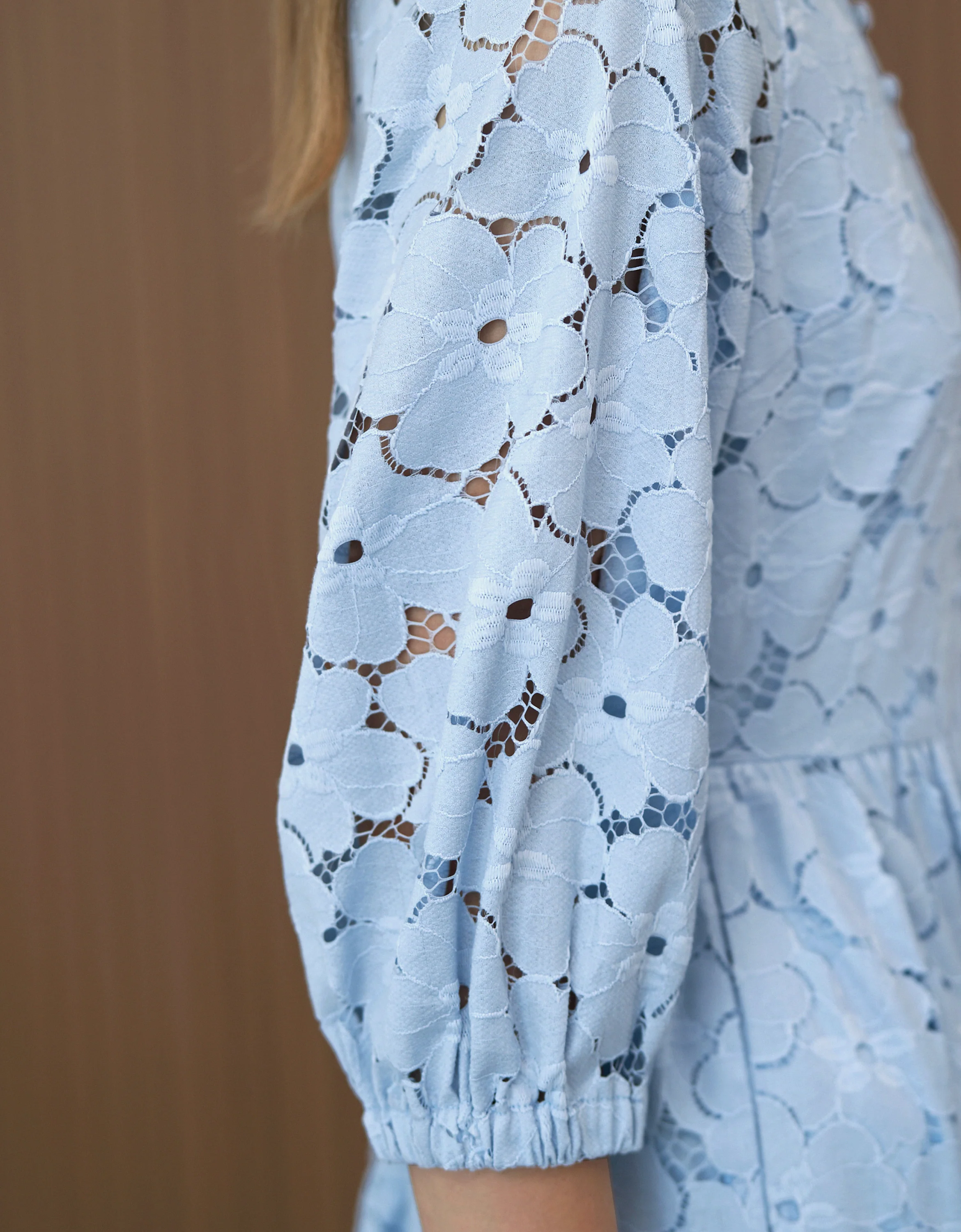 Button Front Ruffled Skirt Lace Dress - Image 5