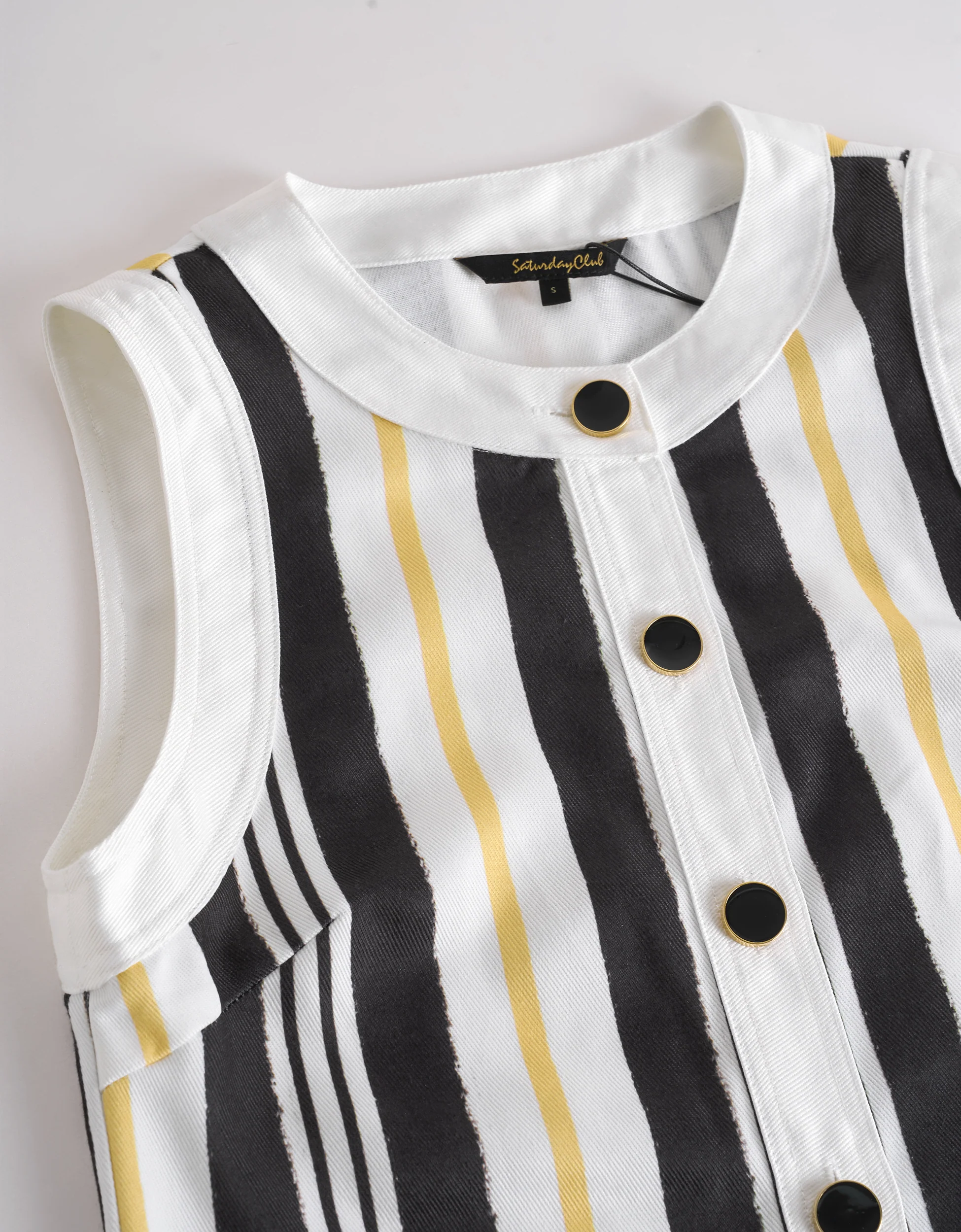 Button Front Sleeveless Striped Dress - Image 5