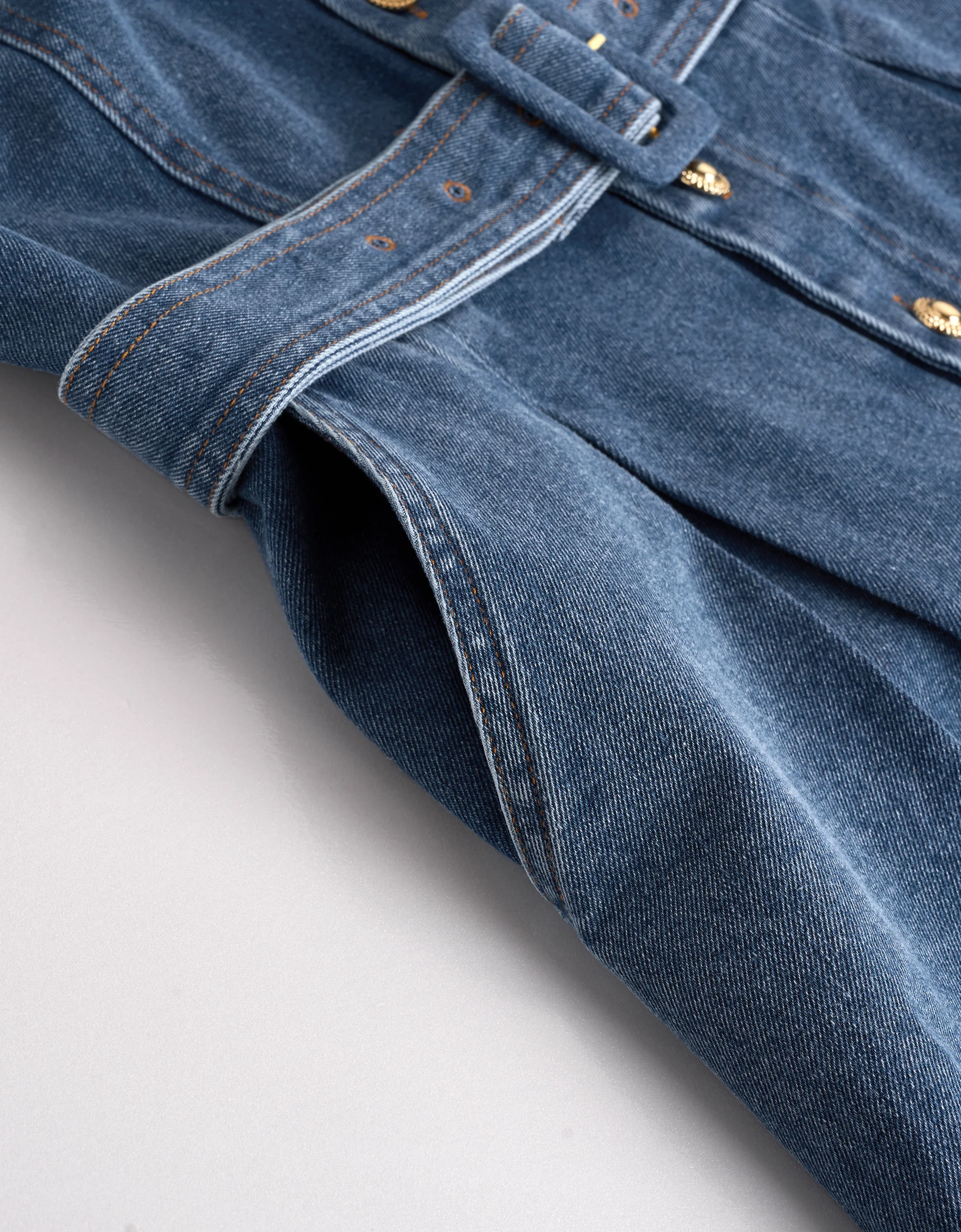 Button Front Square Neck Denim Romper - Image 7
