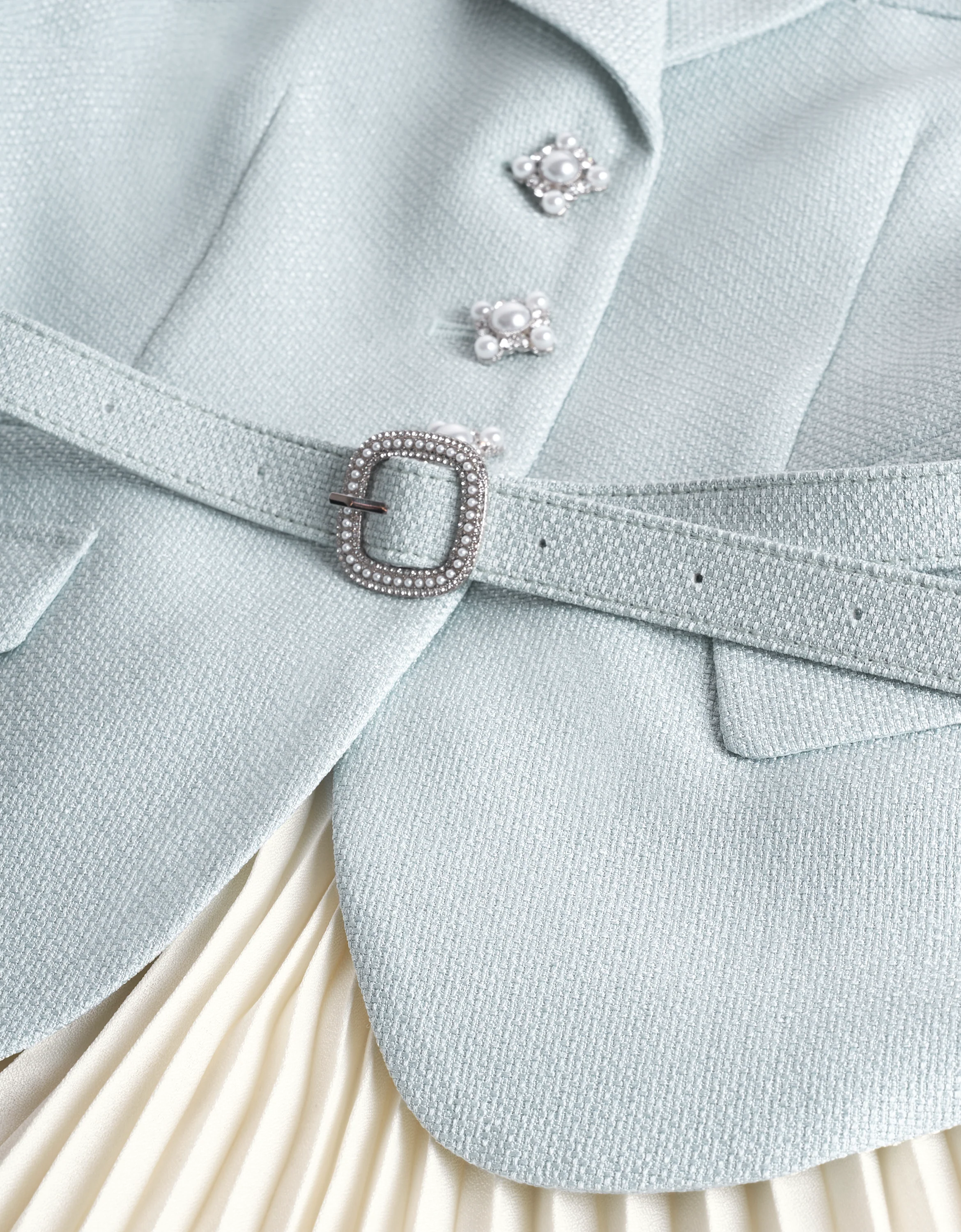 Colorblock Pleated Skirt Suit Dress - Image 13