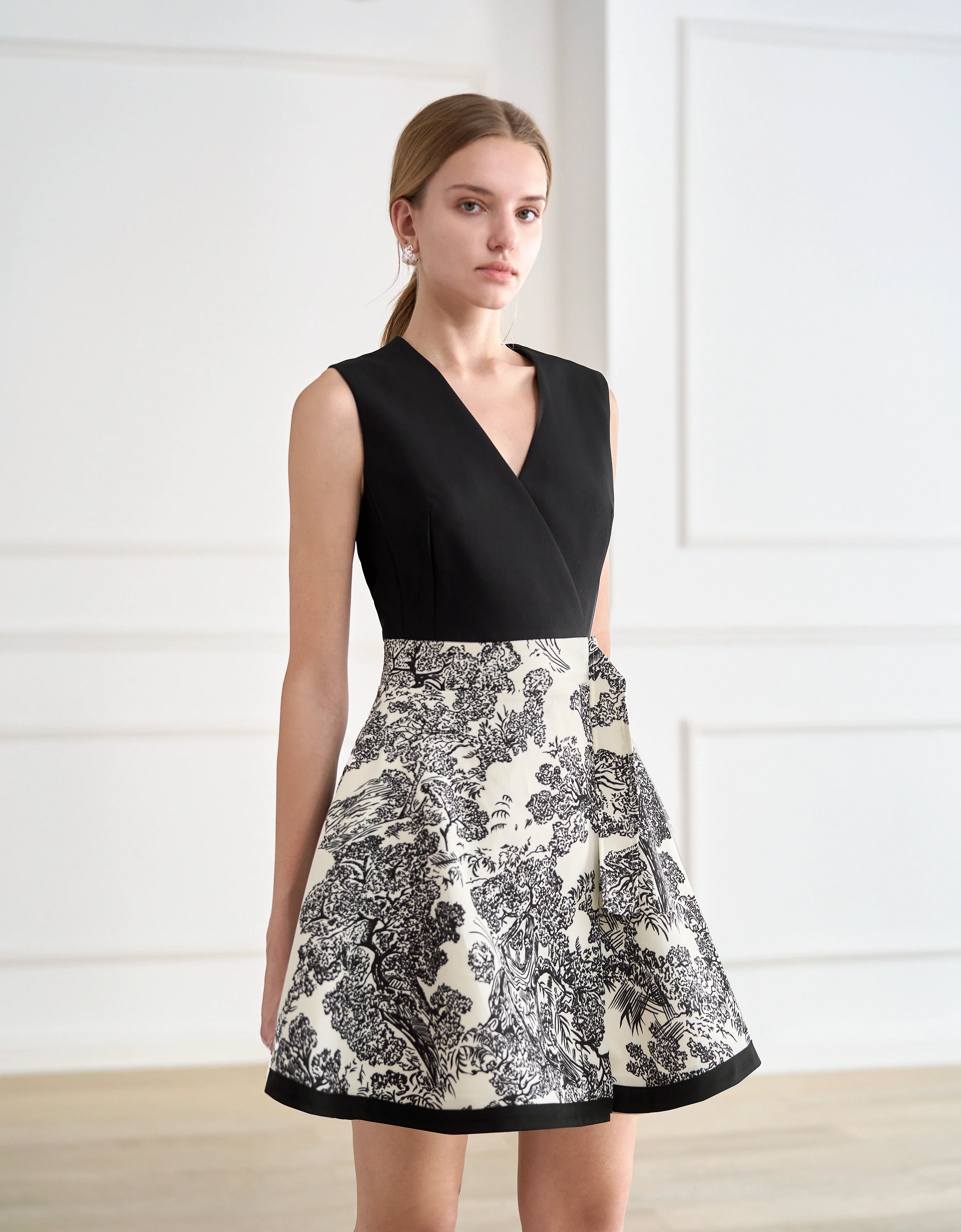 Colorblock Printed Skirt Sleeveless Dress - Image 3