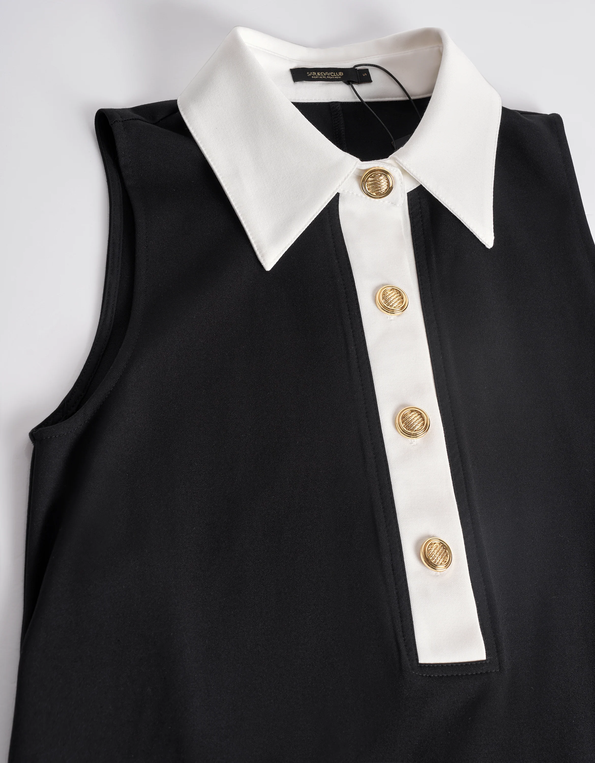 Contrast Detail A-line Sleeveless Dress - Image 11