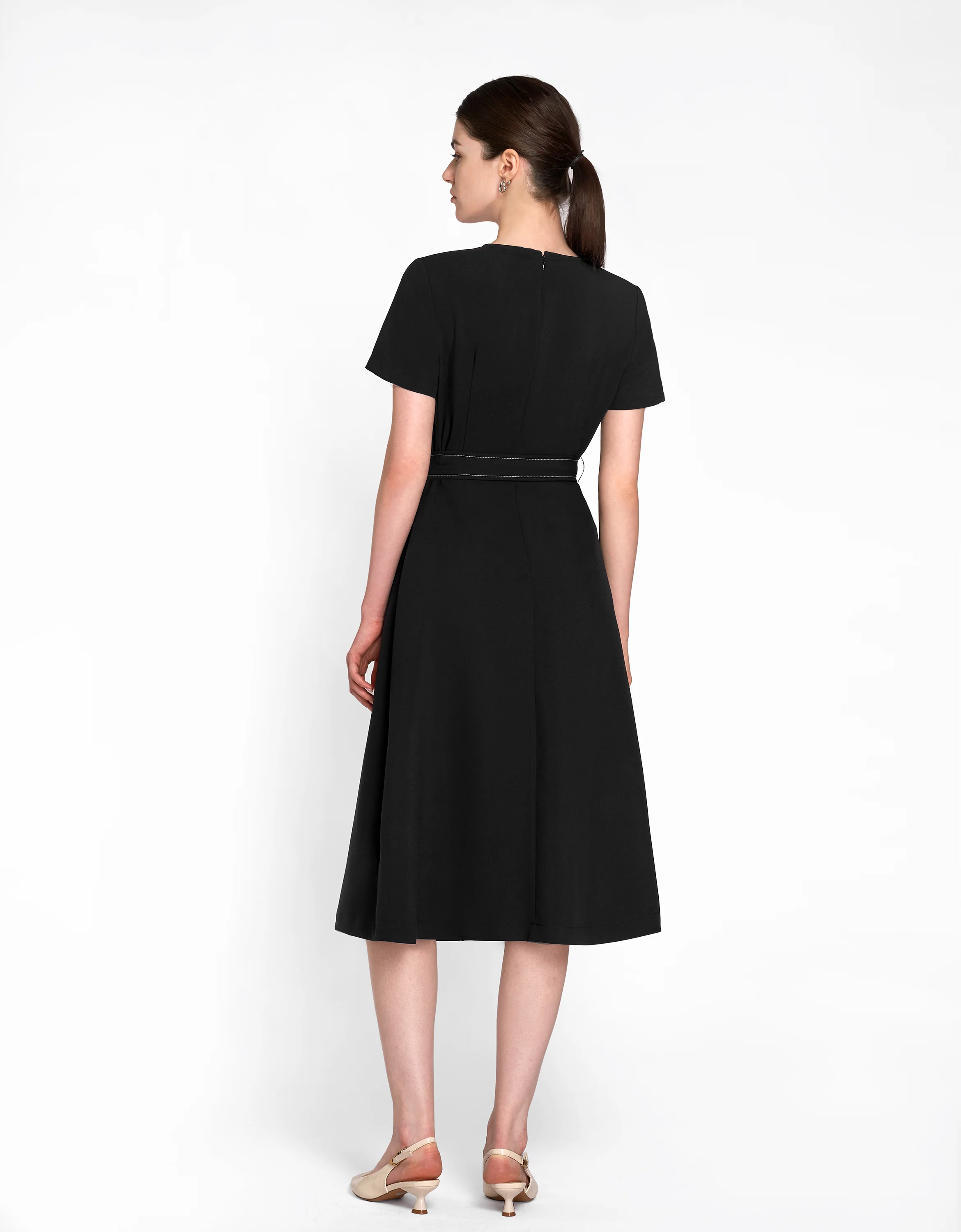 Contrast Pleated Panel Midi Dress - Image 9