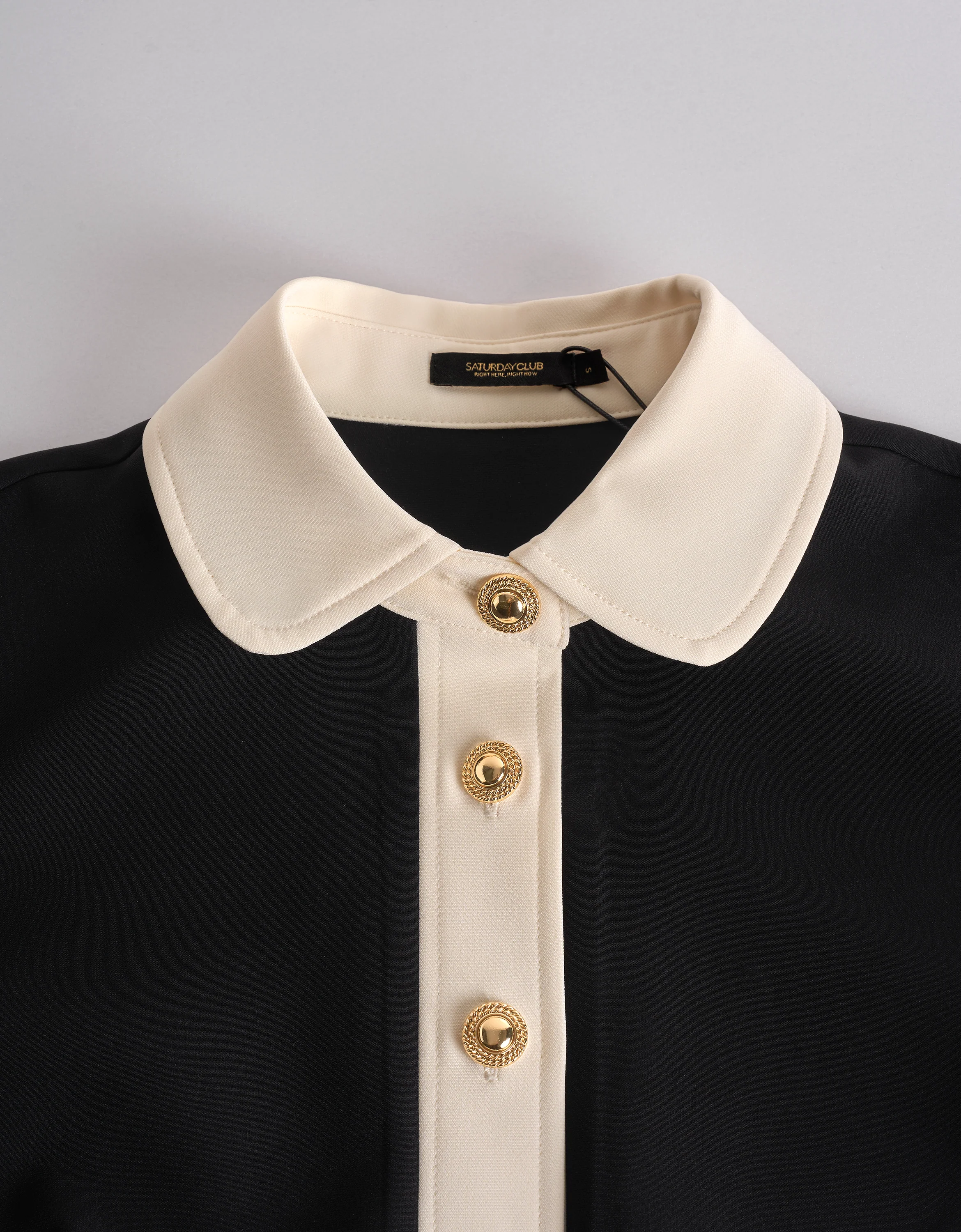 Contrast Trims Button Front Collared Dress - Image 5