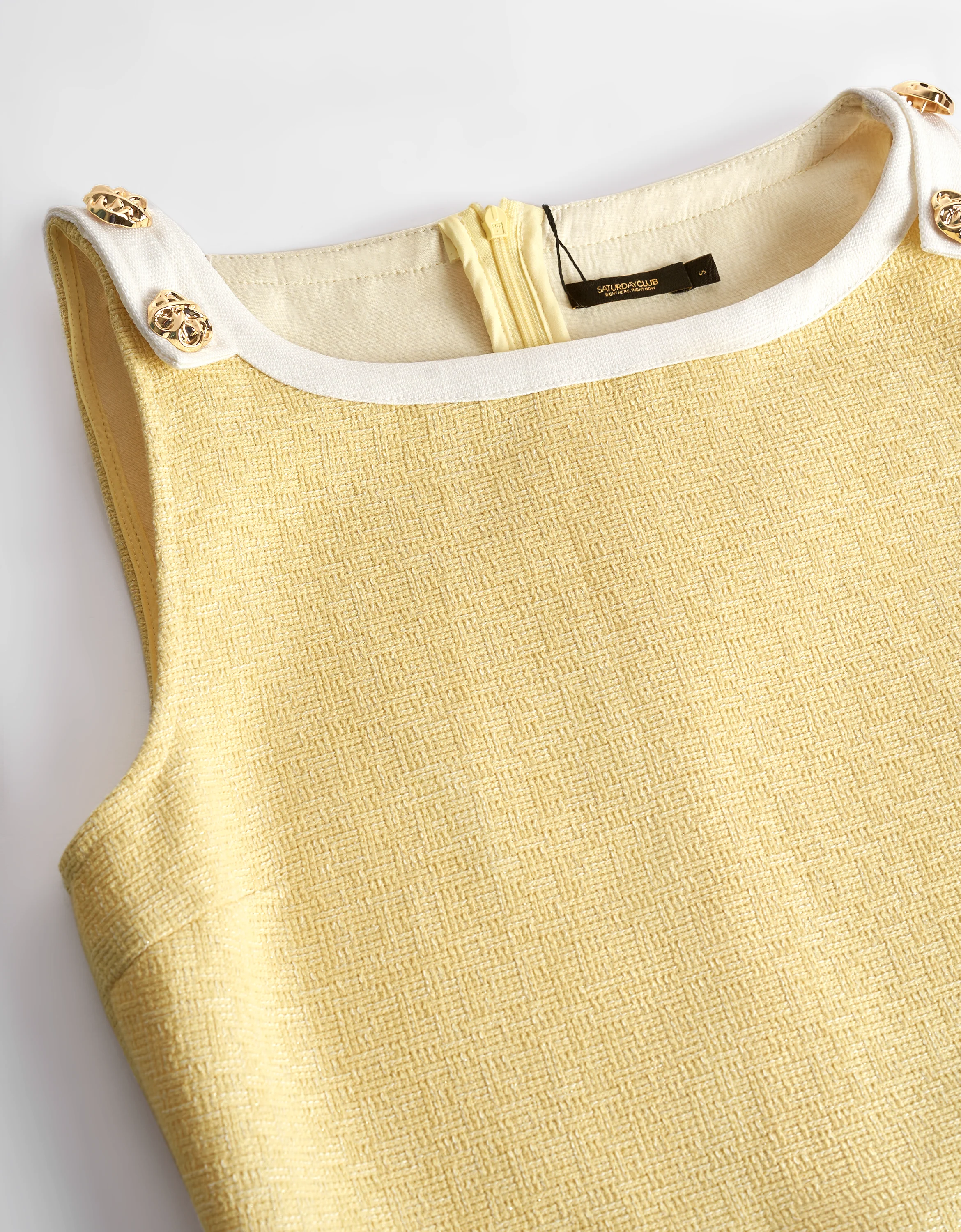 Contrast Trims Shoulder Buttons Sleeveless Dress - Image 5
