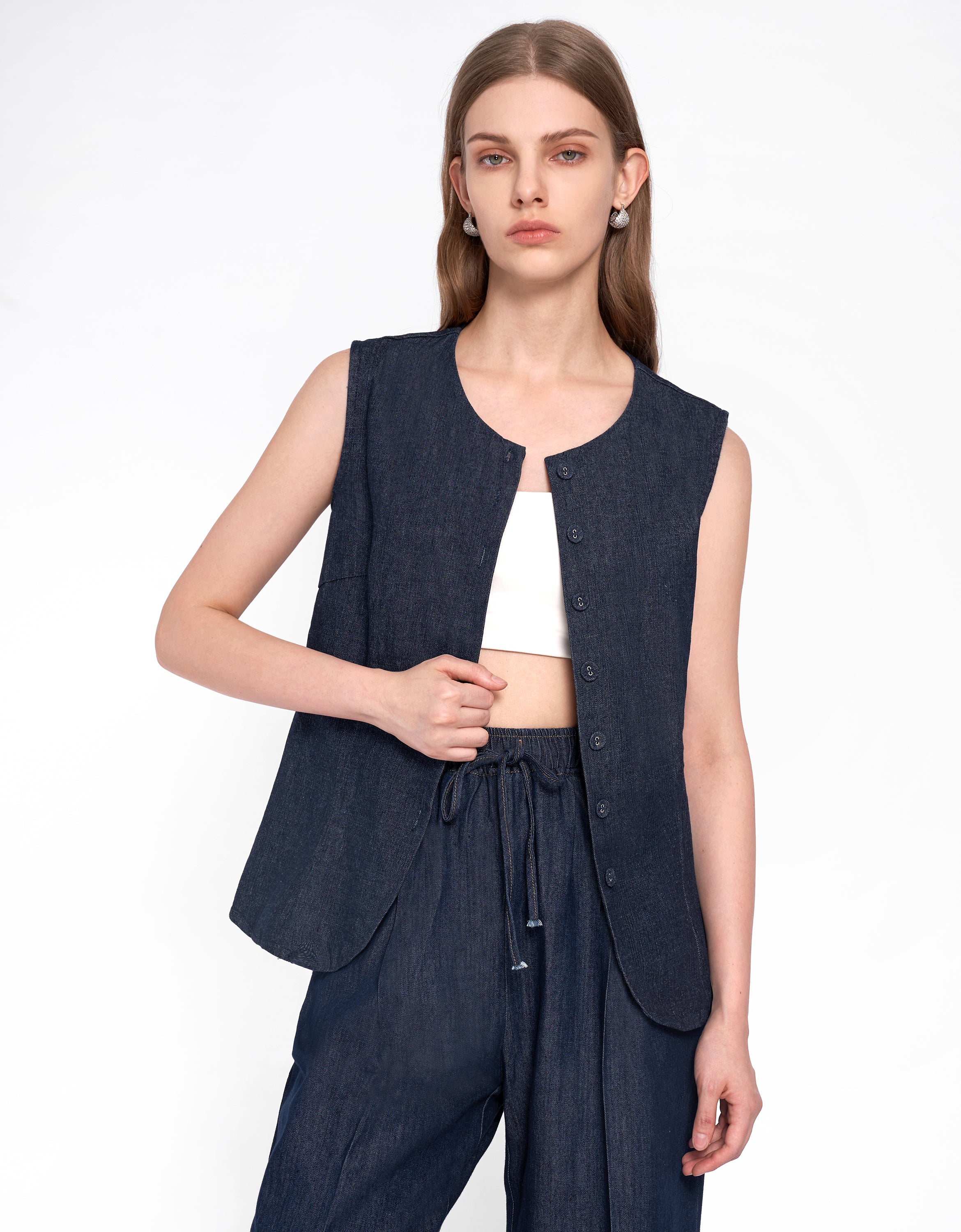 Crew Neck Denim Vest - Image 6