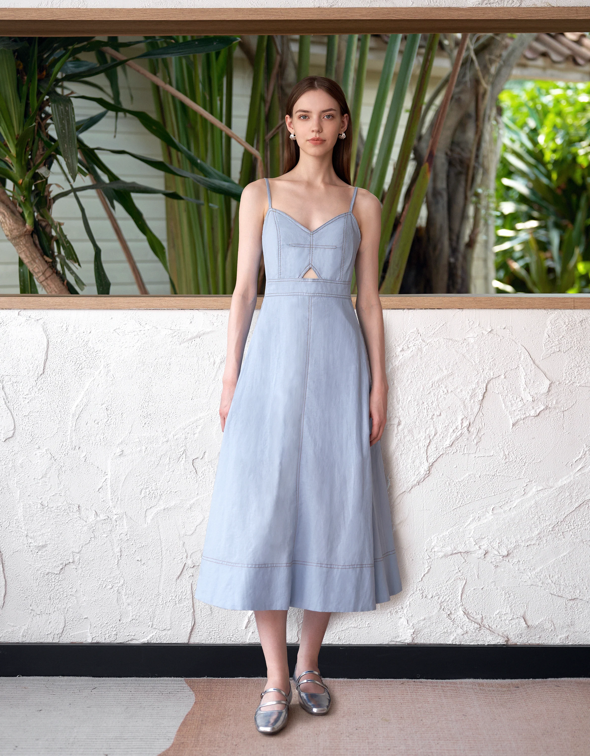 Cutout Front Strap Maxi Dress