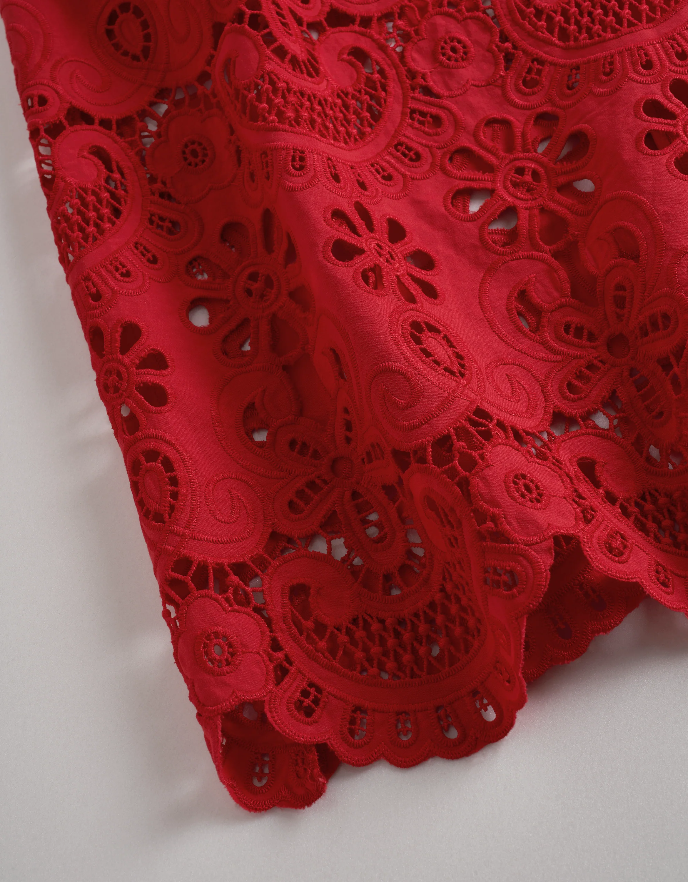 Cutwork Embroidered Hem Midi Shirt Dress - Image 7