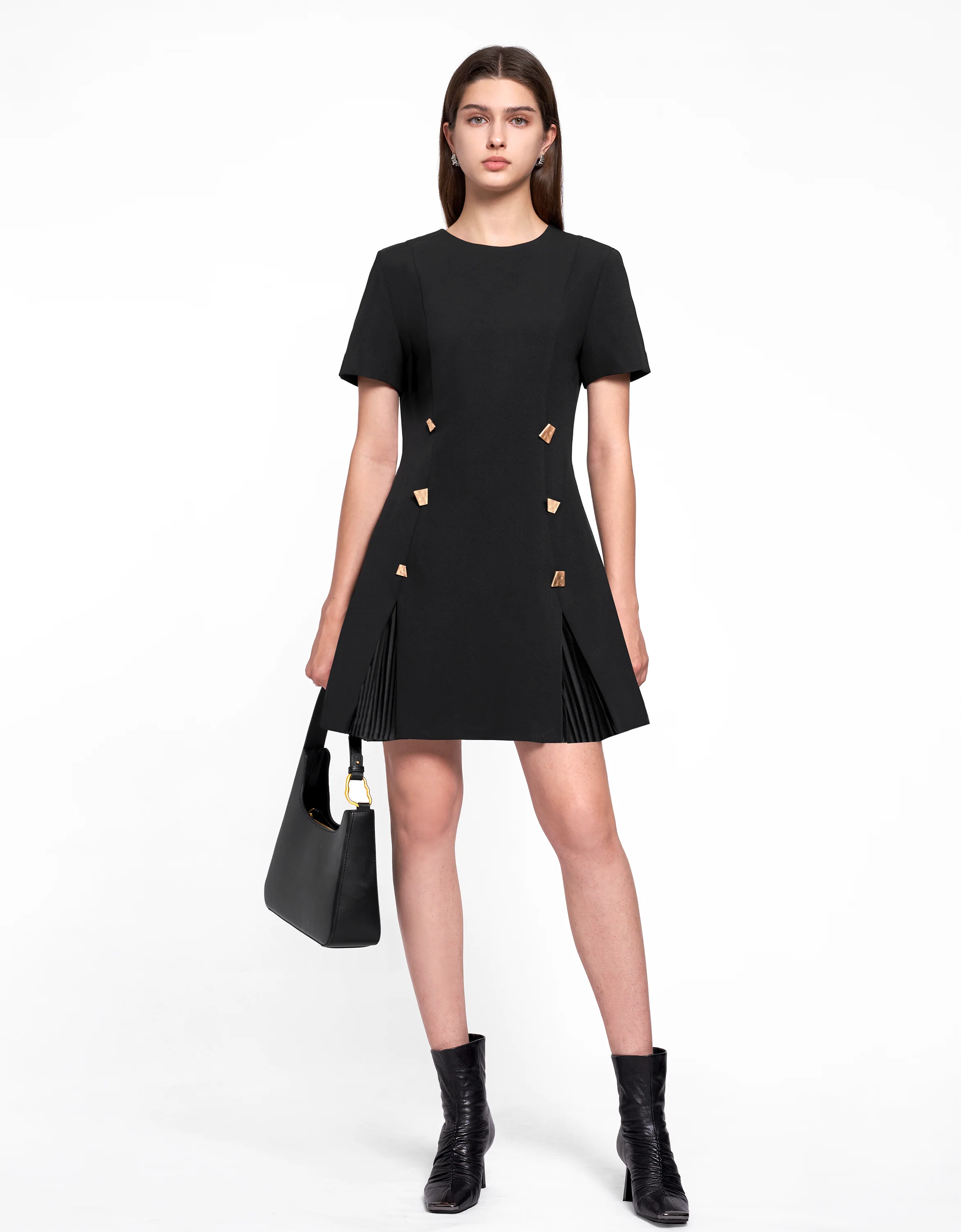 Decorative Button Hem Slit Dress - Image 10