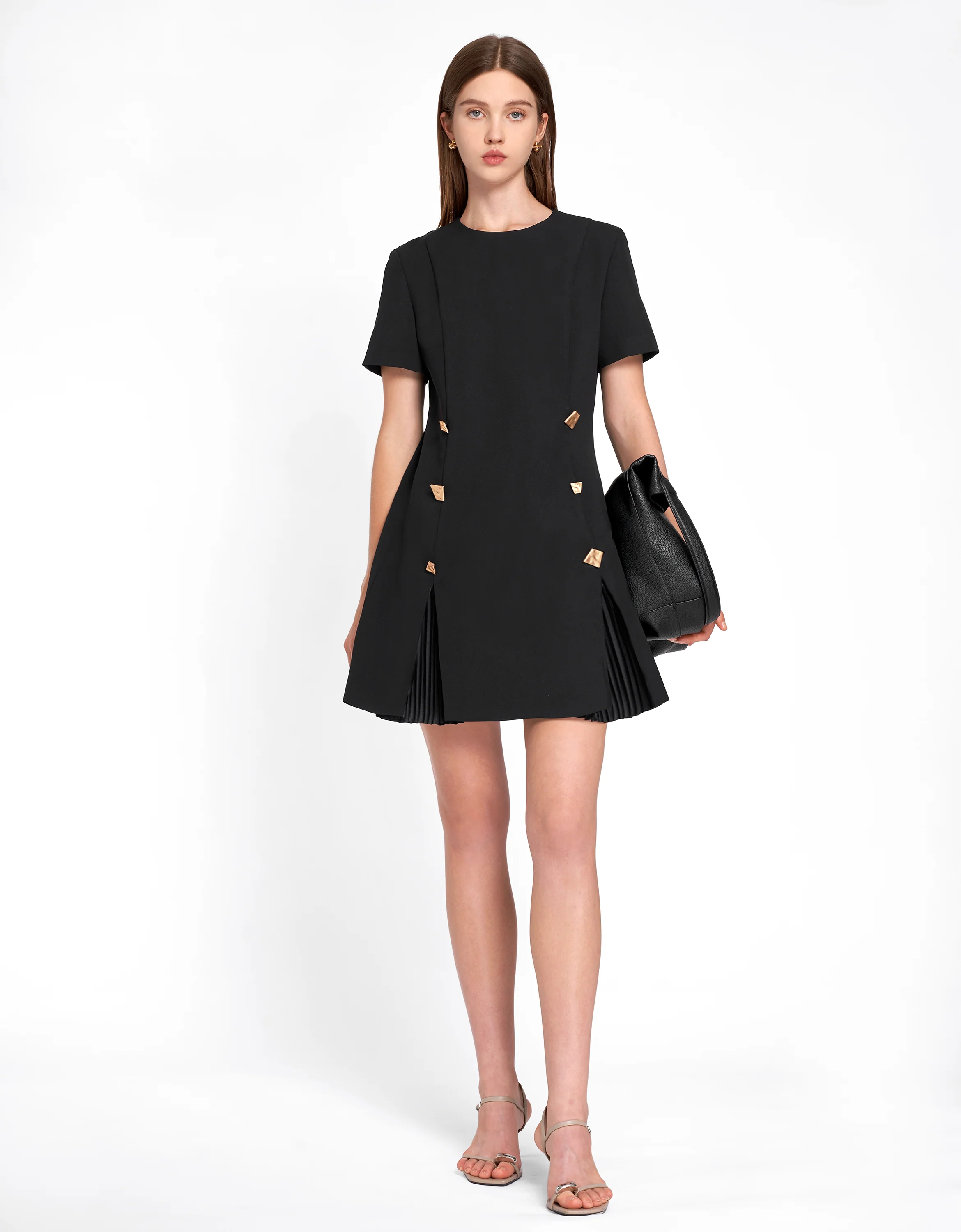 Decorative Button Hem Slit Dress - Image 11