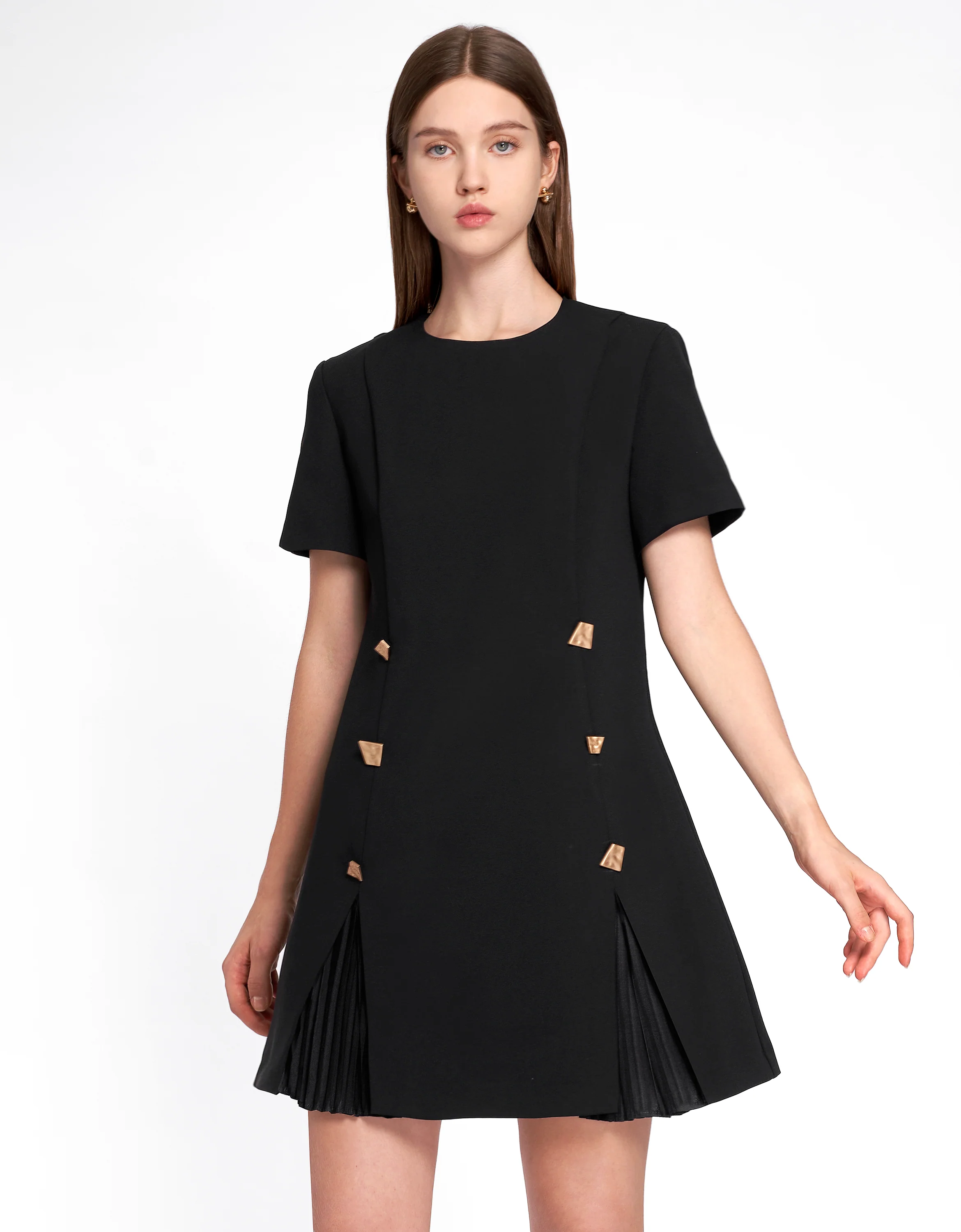 Decorative Button Hem Slit Dress - Image 13