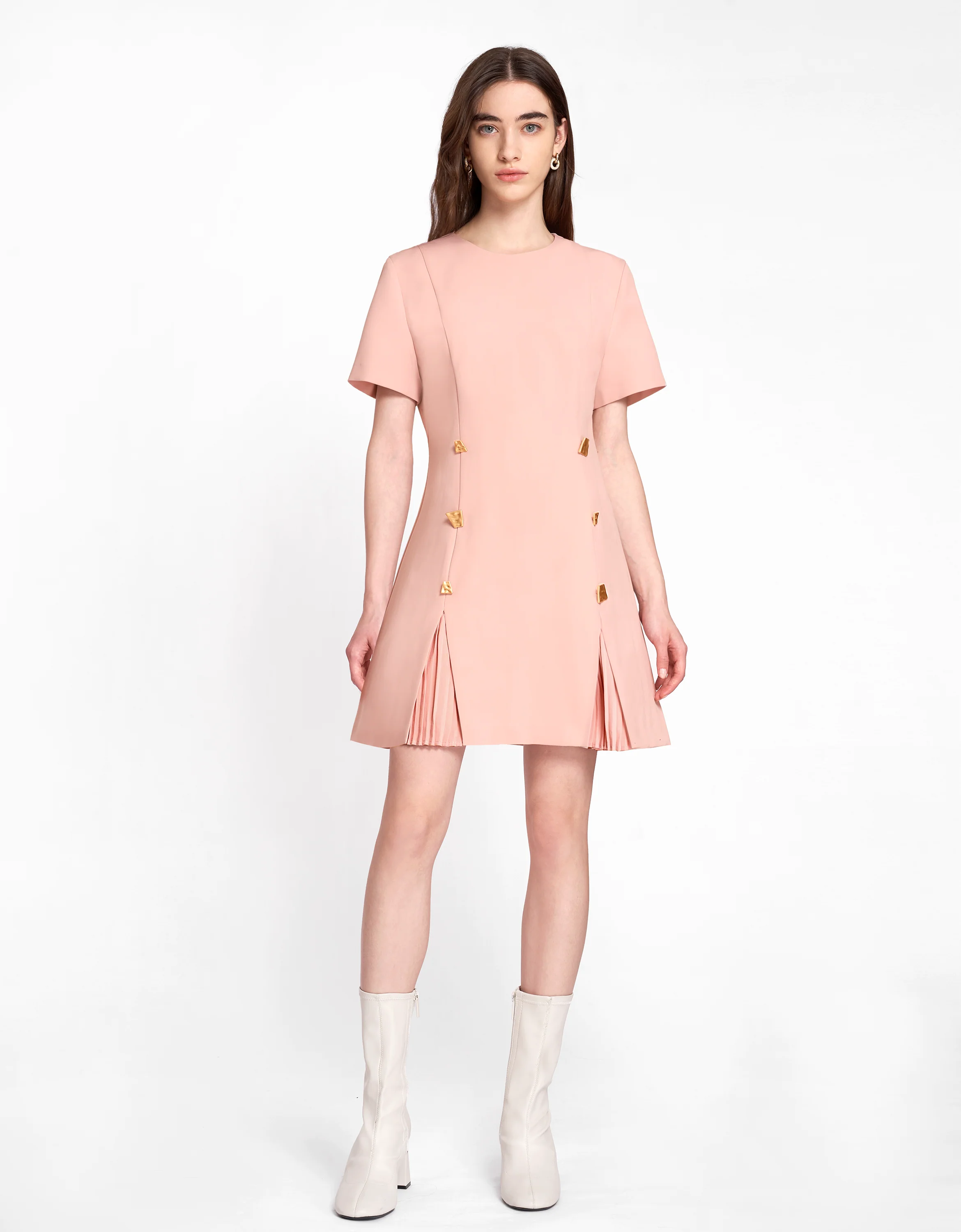 Decorative Button Hem Slit Dress - Image 2