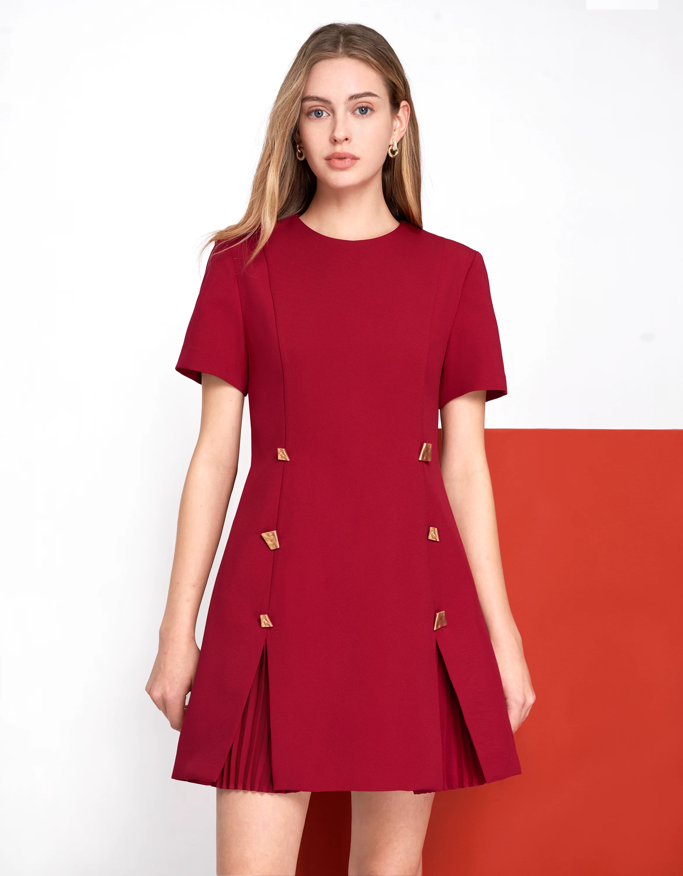 Decorative Button Hem Slit Dress - Image 7