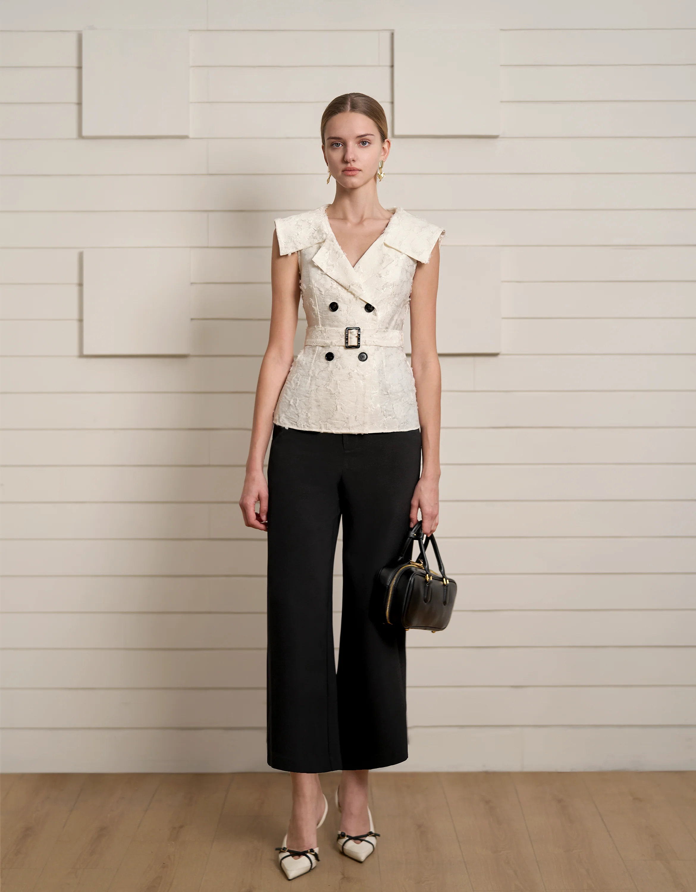 Double-breasted Suit Collar Jacquard Vest - Image 4