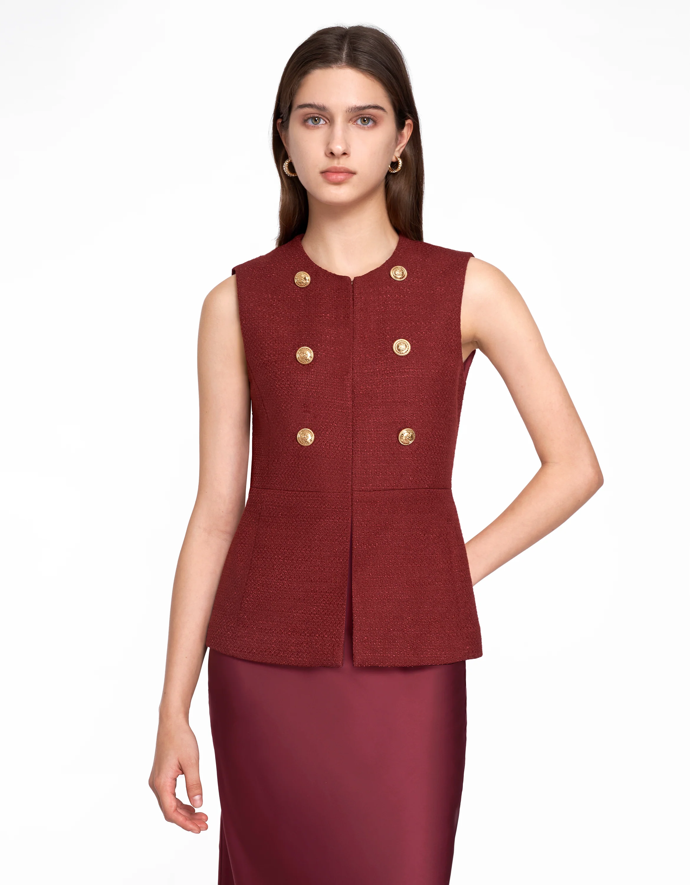 Double-breasted Textured Vest - Image 2