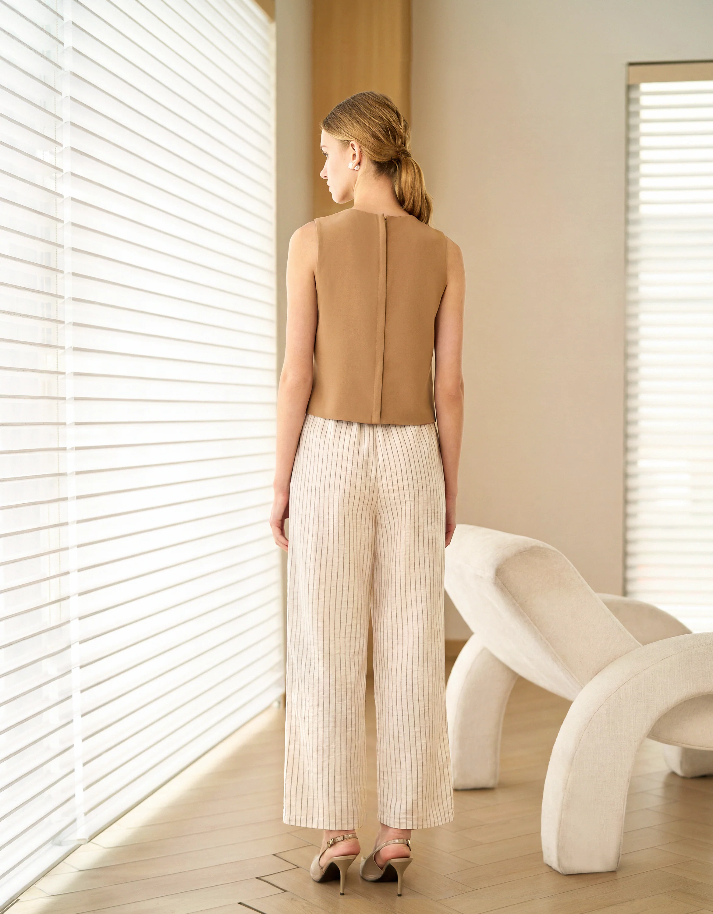 Elastic Waist Striped Trousers - Image 9