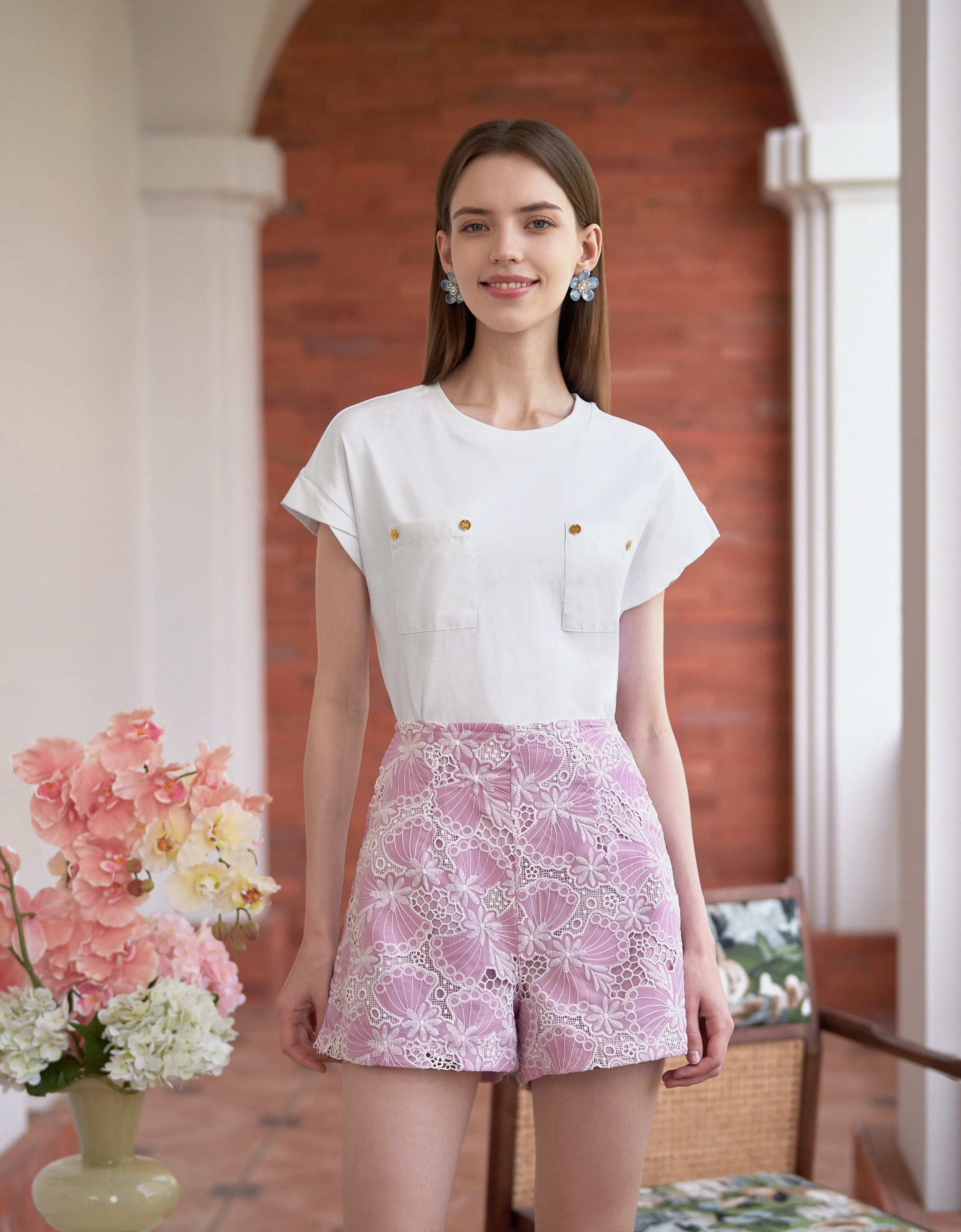 Embossed Button Pocket T-Shirt - Image 22