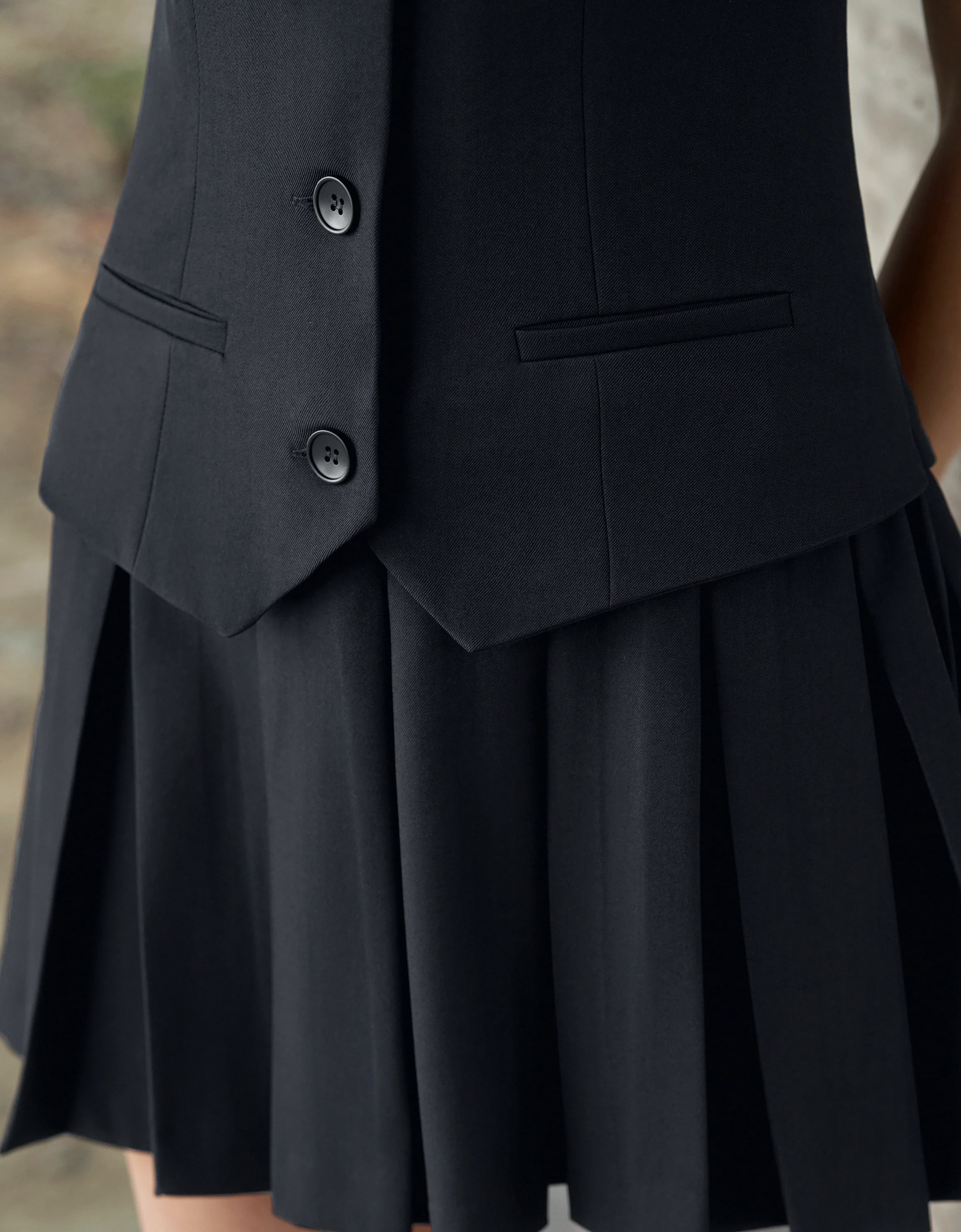 Faux Two-piece Pleated Skirt Vest Style Dress - Image 15