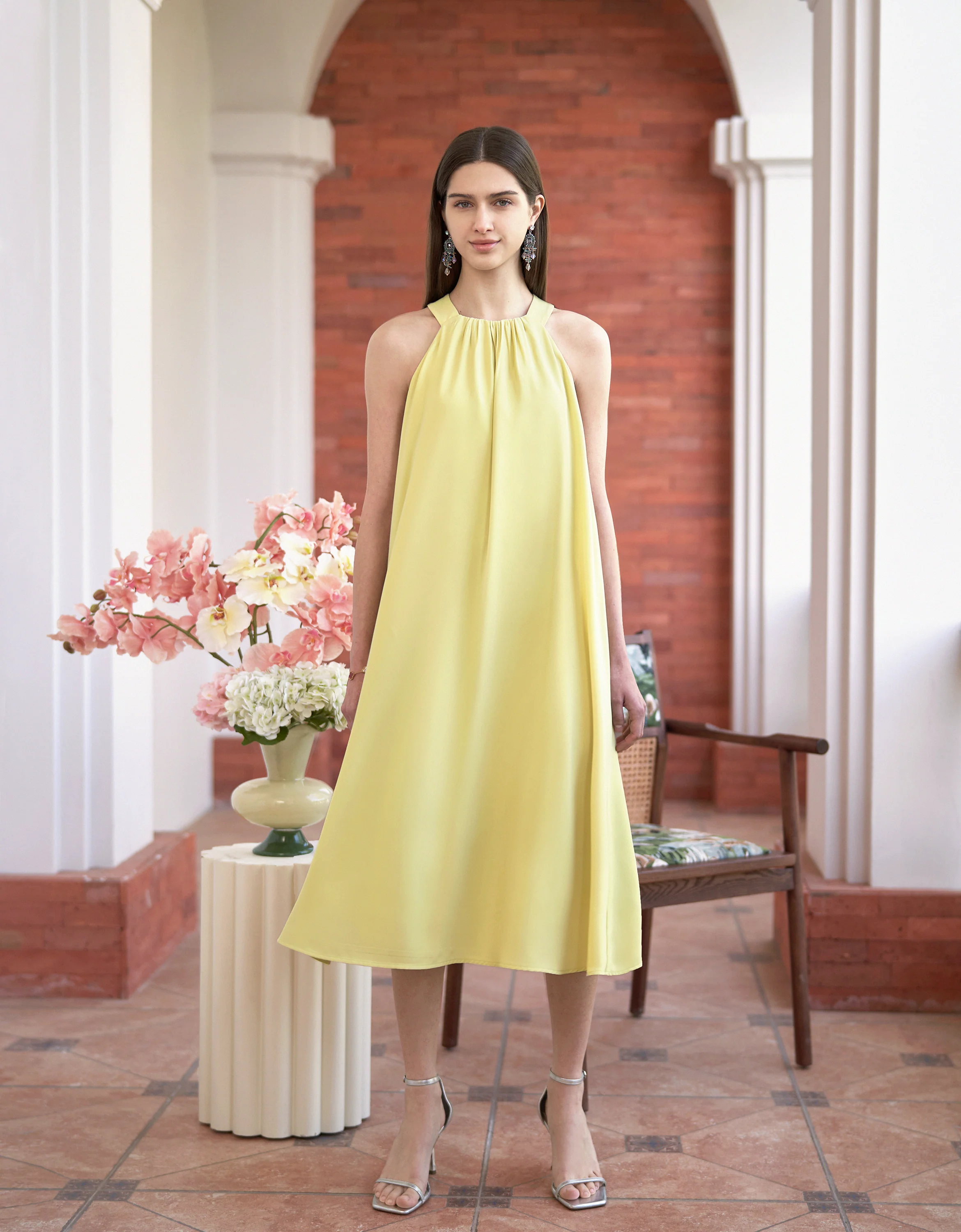 Halterneck Waist Tie Midi Dress - Image 5