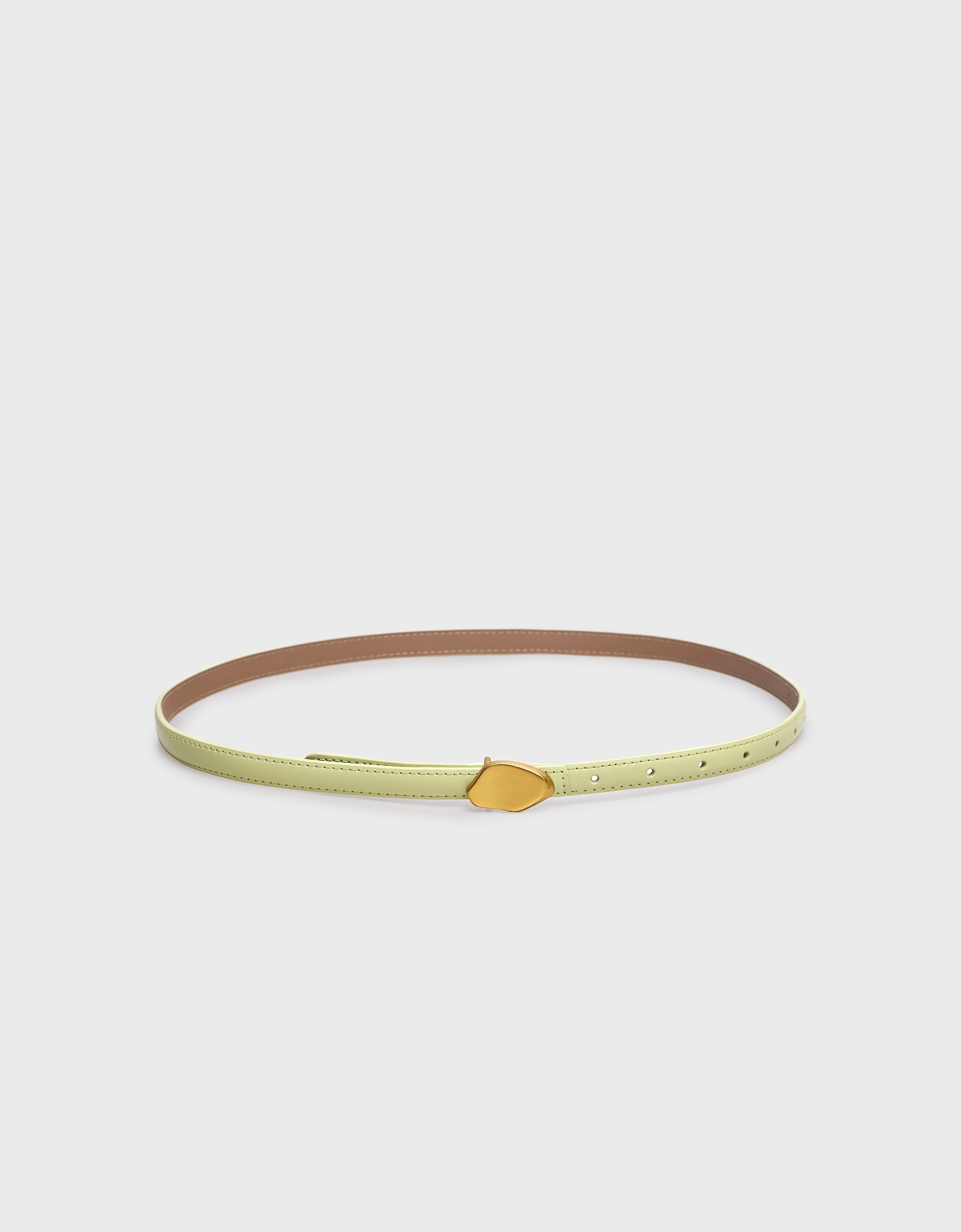 Irregular Metal Buckle Thin Leather Belt - Image 7