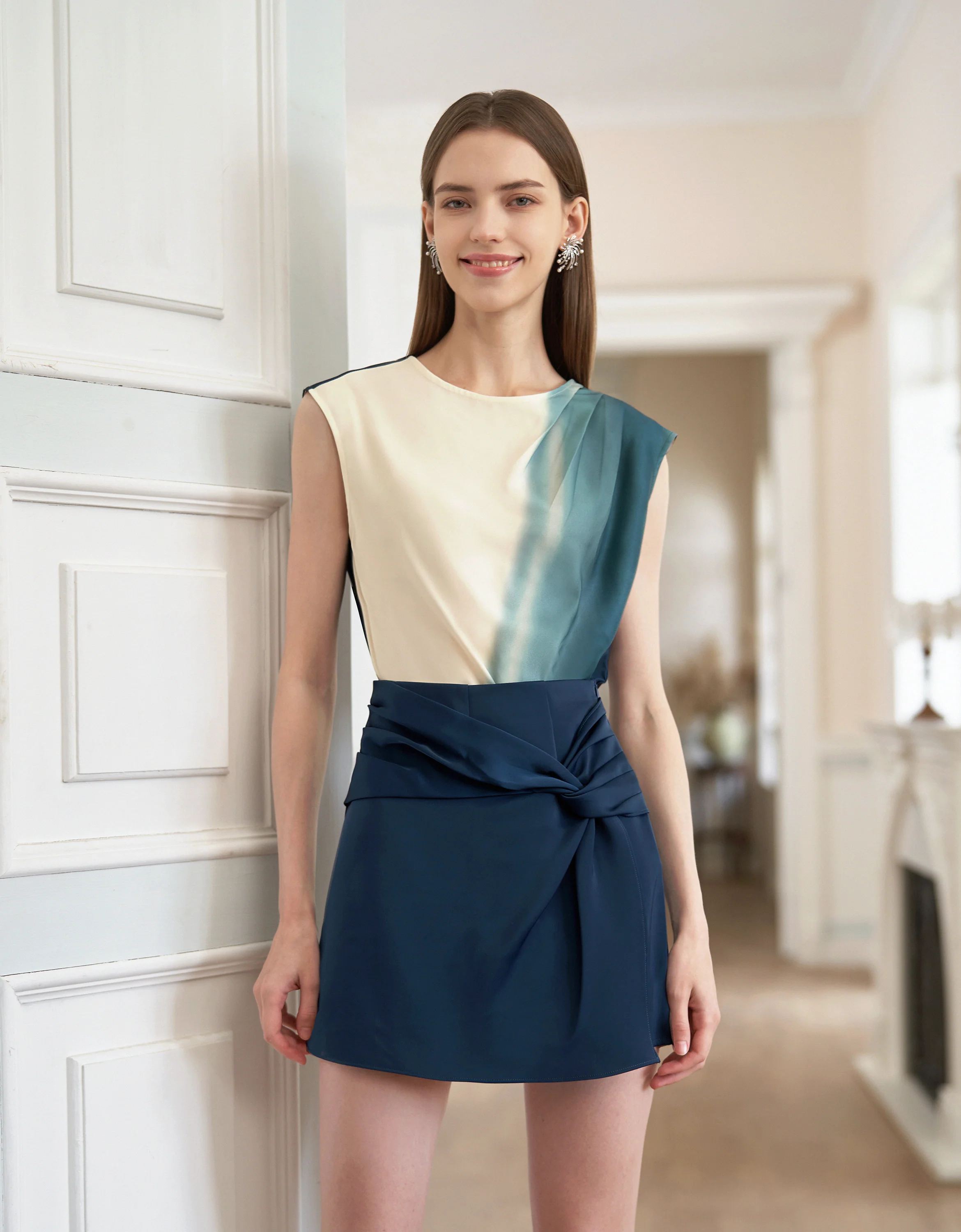 Knotted Waist A-line Skort