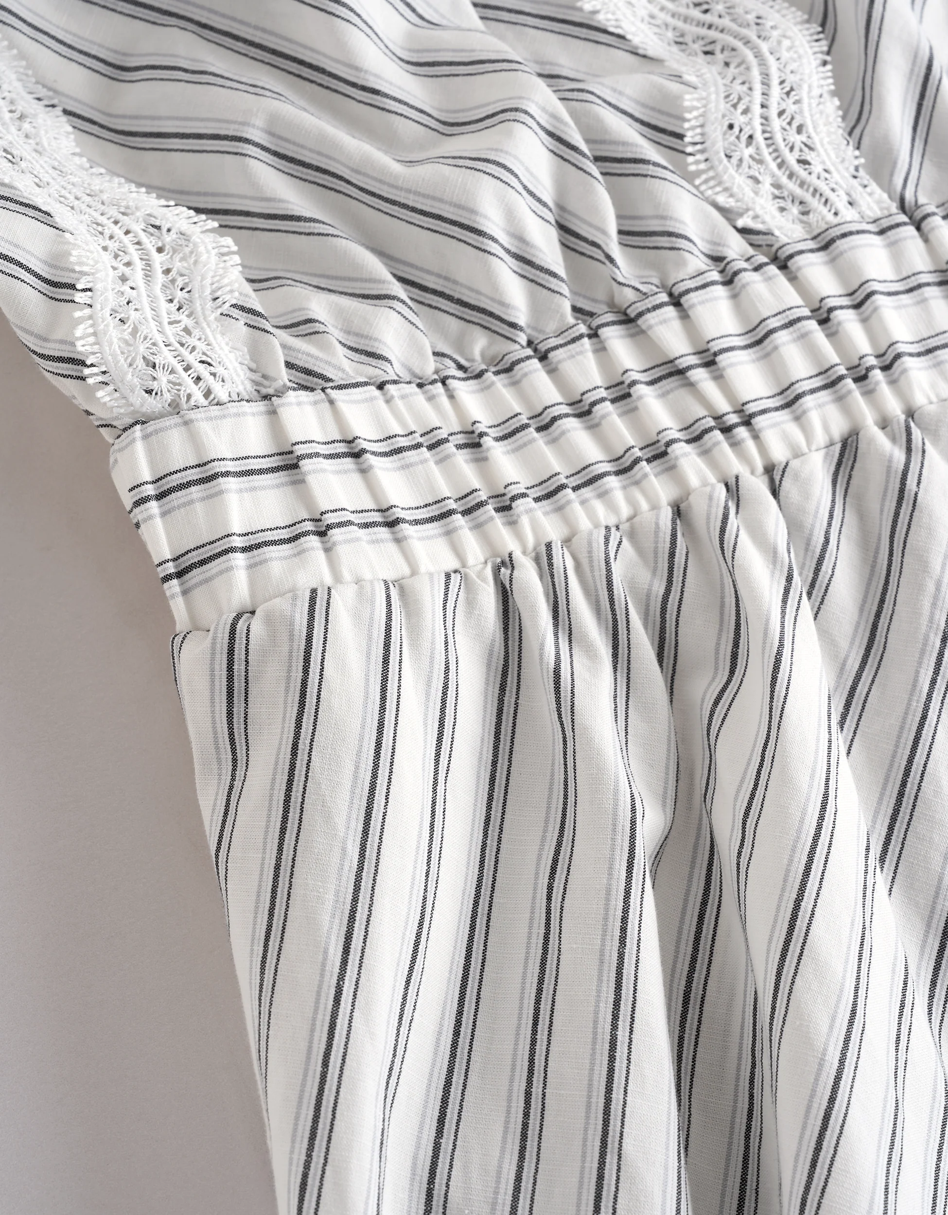 Lace Trim Sleeveless Striped Dress - Image 6