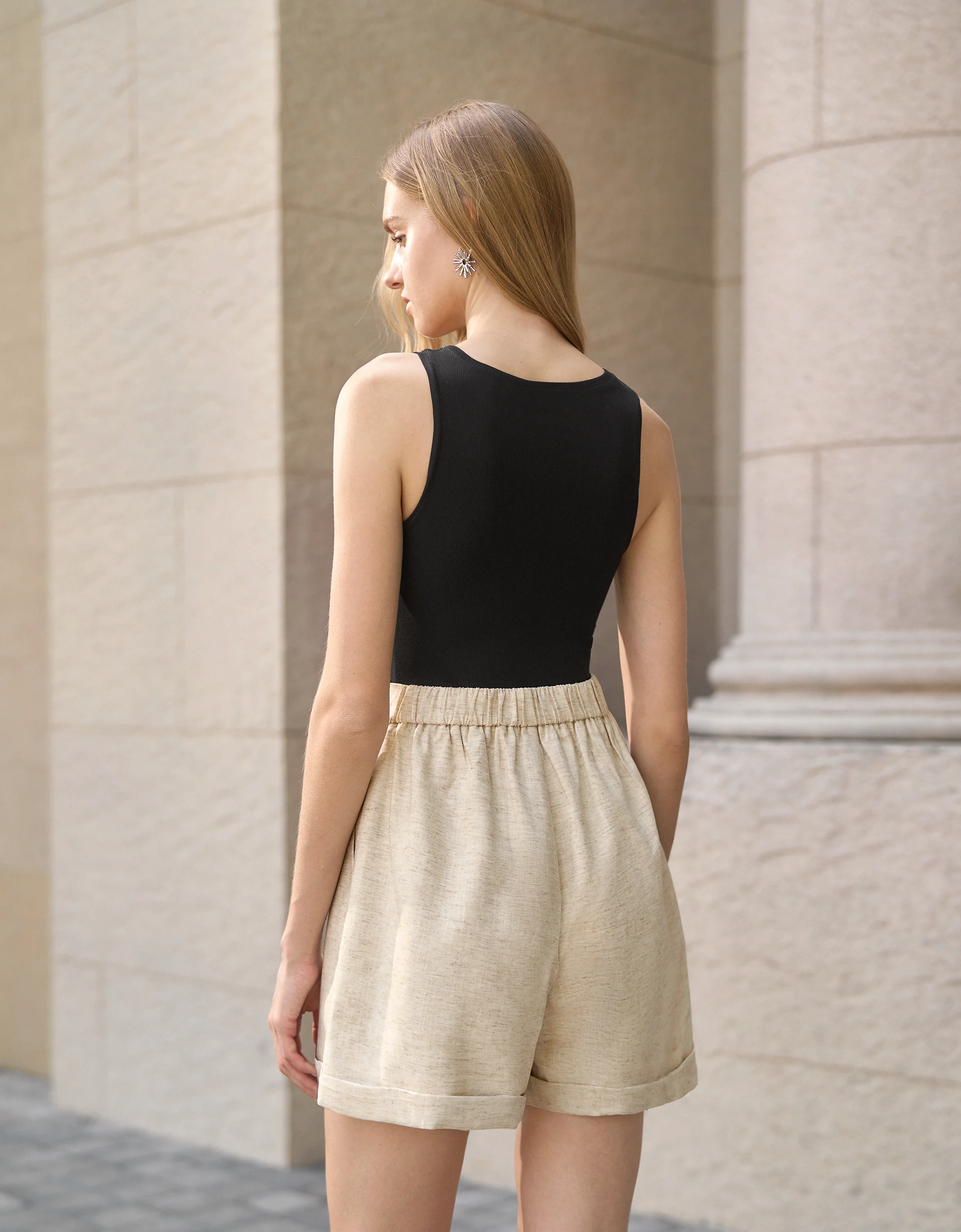 Linen-blend Rolled Hem Shorts - Image 5