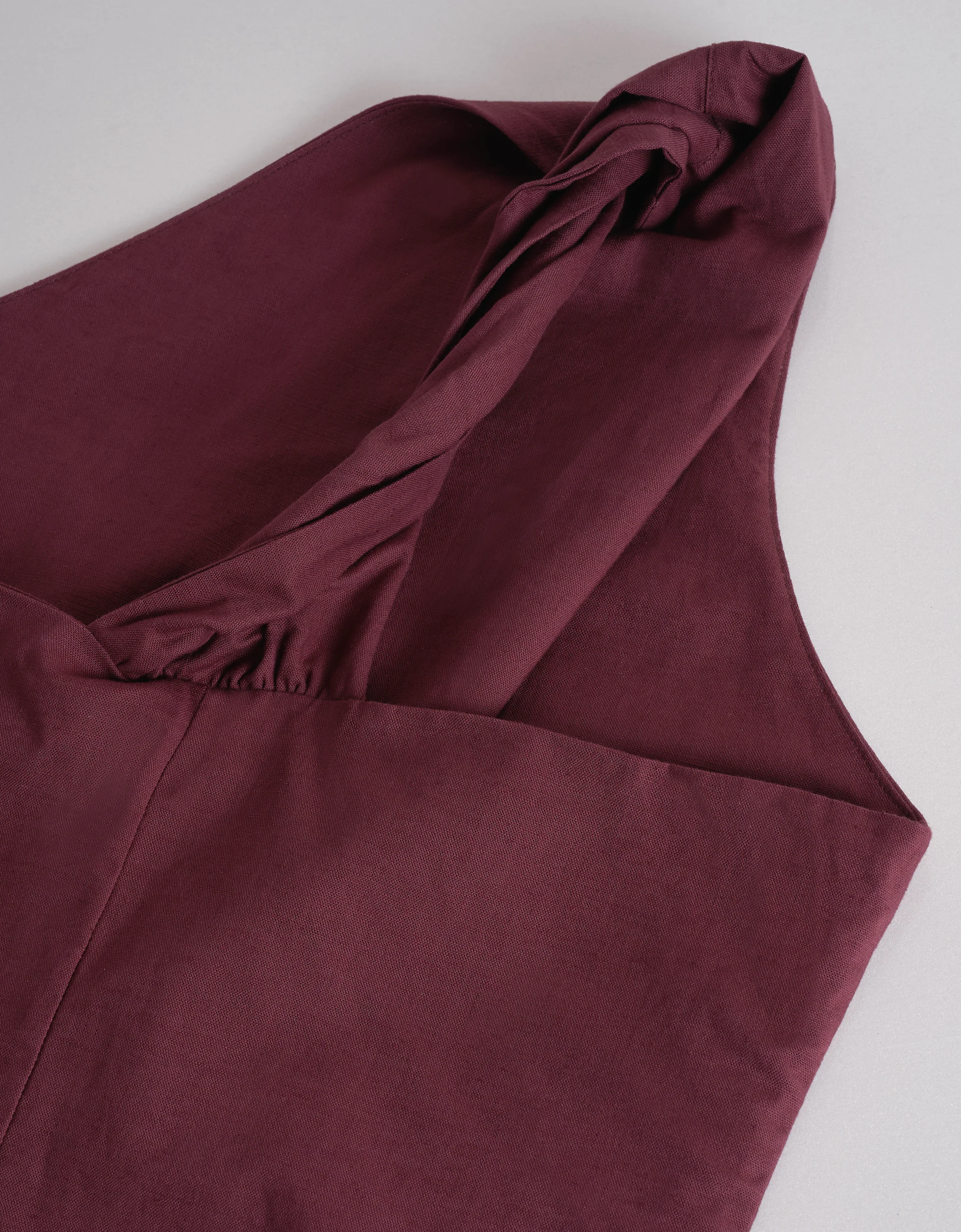 Linen-Cotton Blend Asymmetric Off-shoulder Top - Image 8