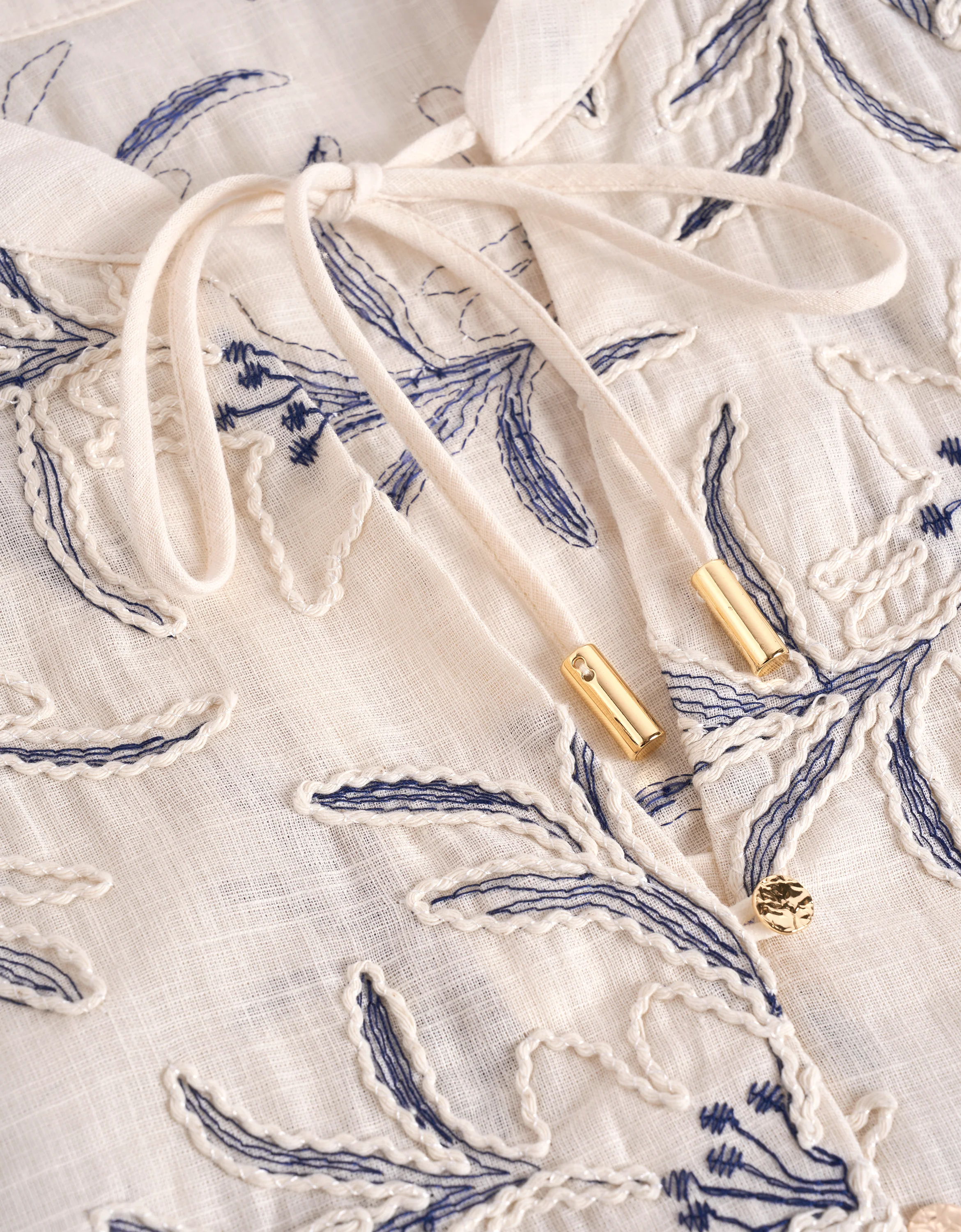 Long Sleeve Button Front Embroidered Top - Image 10