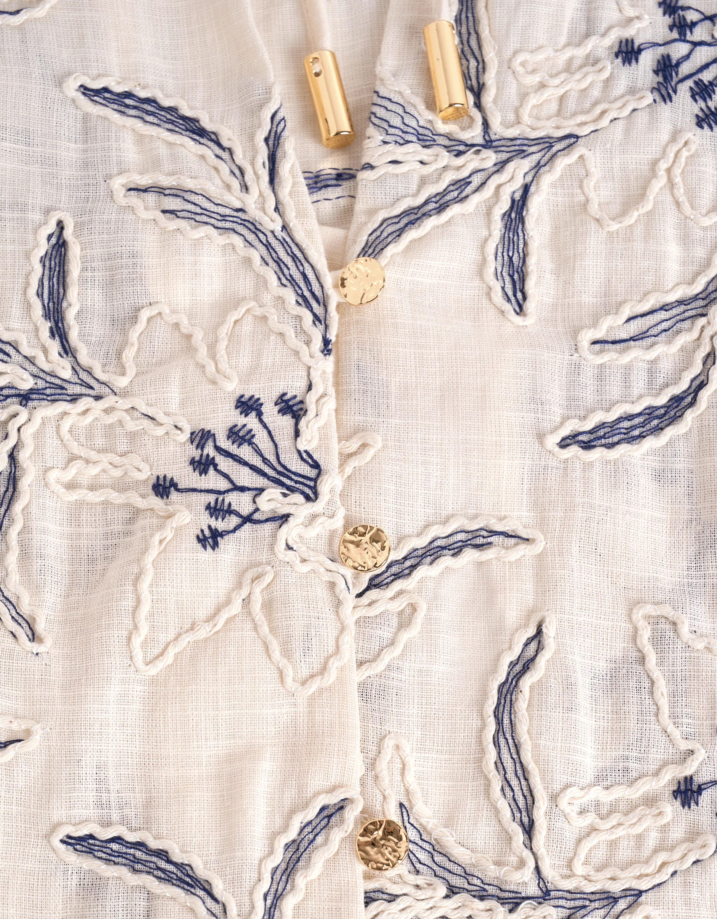 Long Sleeve Button Front Embroidered Top - Image 11