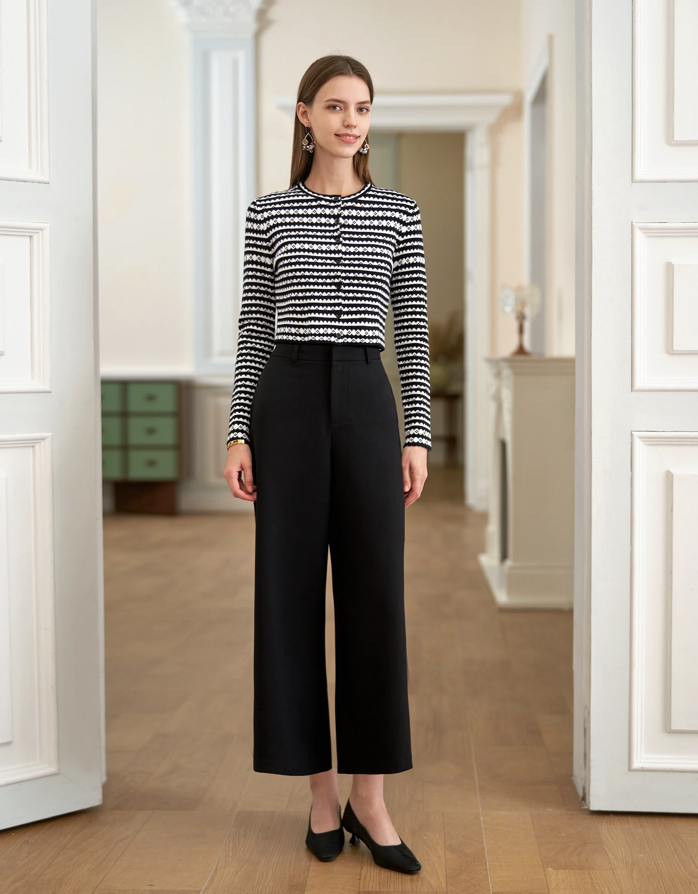 Long Sleeve Wavy Striped Cardigan - Image 2