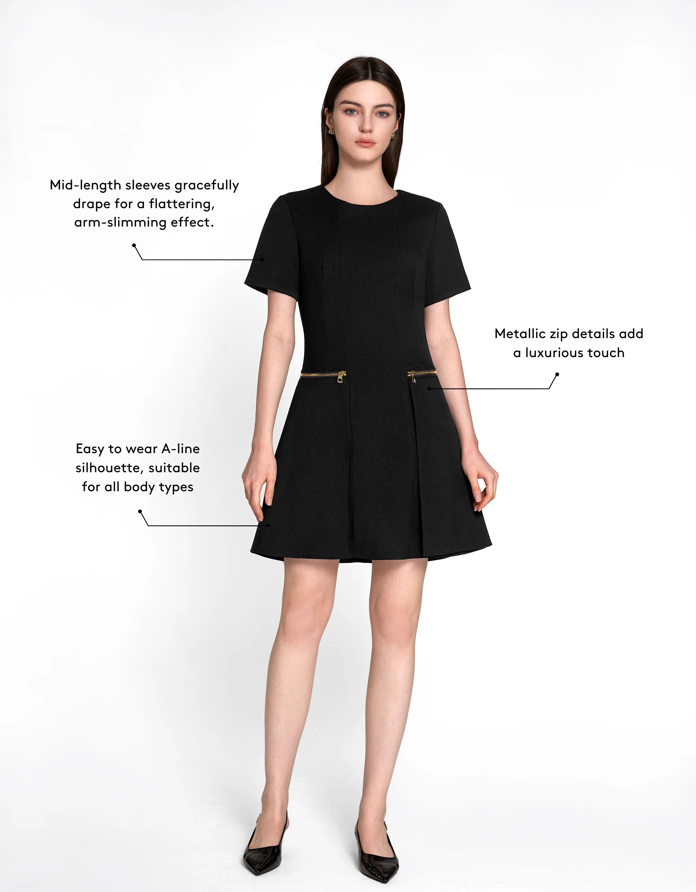 Metallic Zip Pocket Dress - Image 3