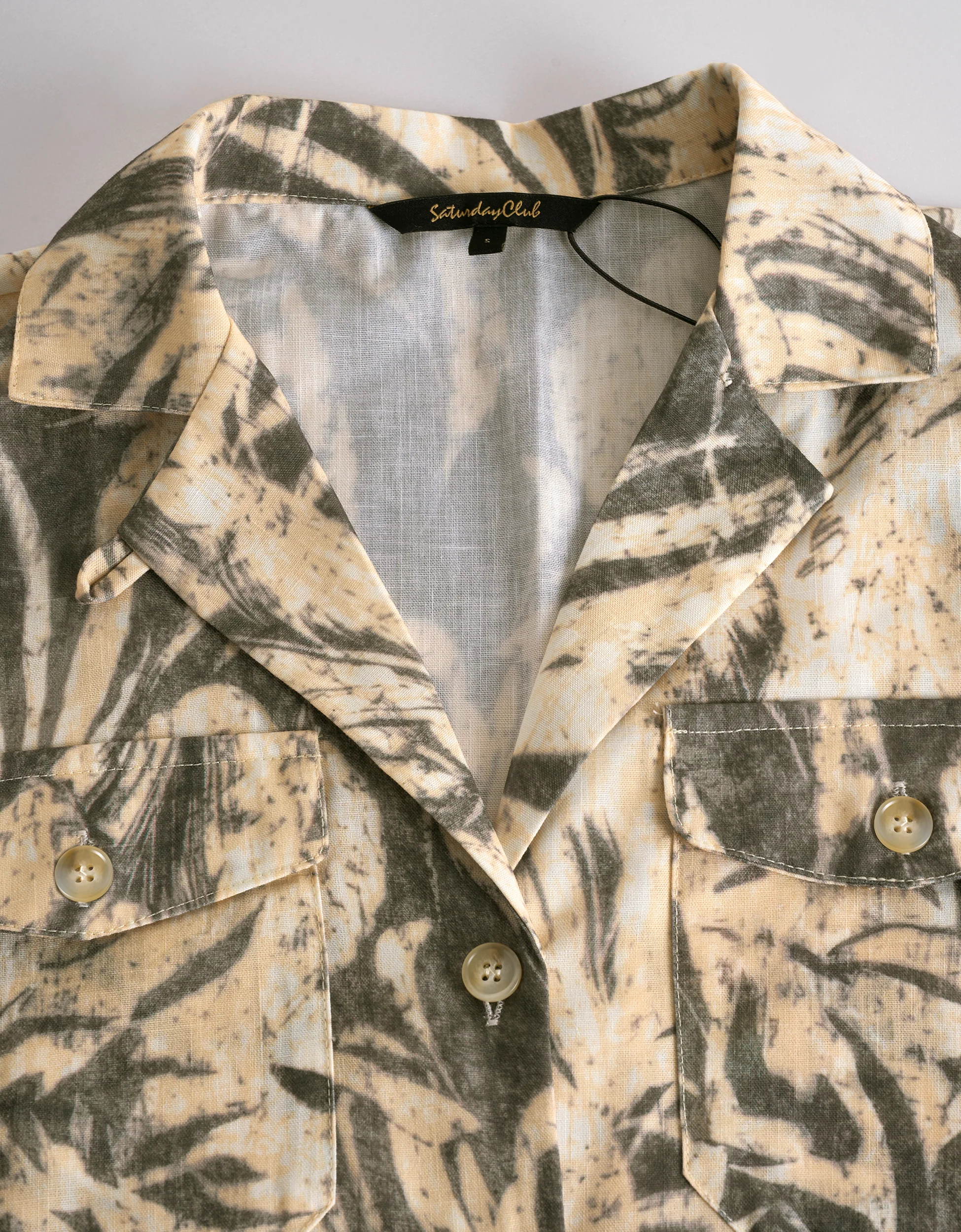 Palm Leaf Print Waist Tie Shirt Dress - Image 6