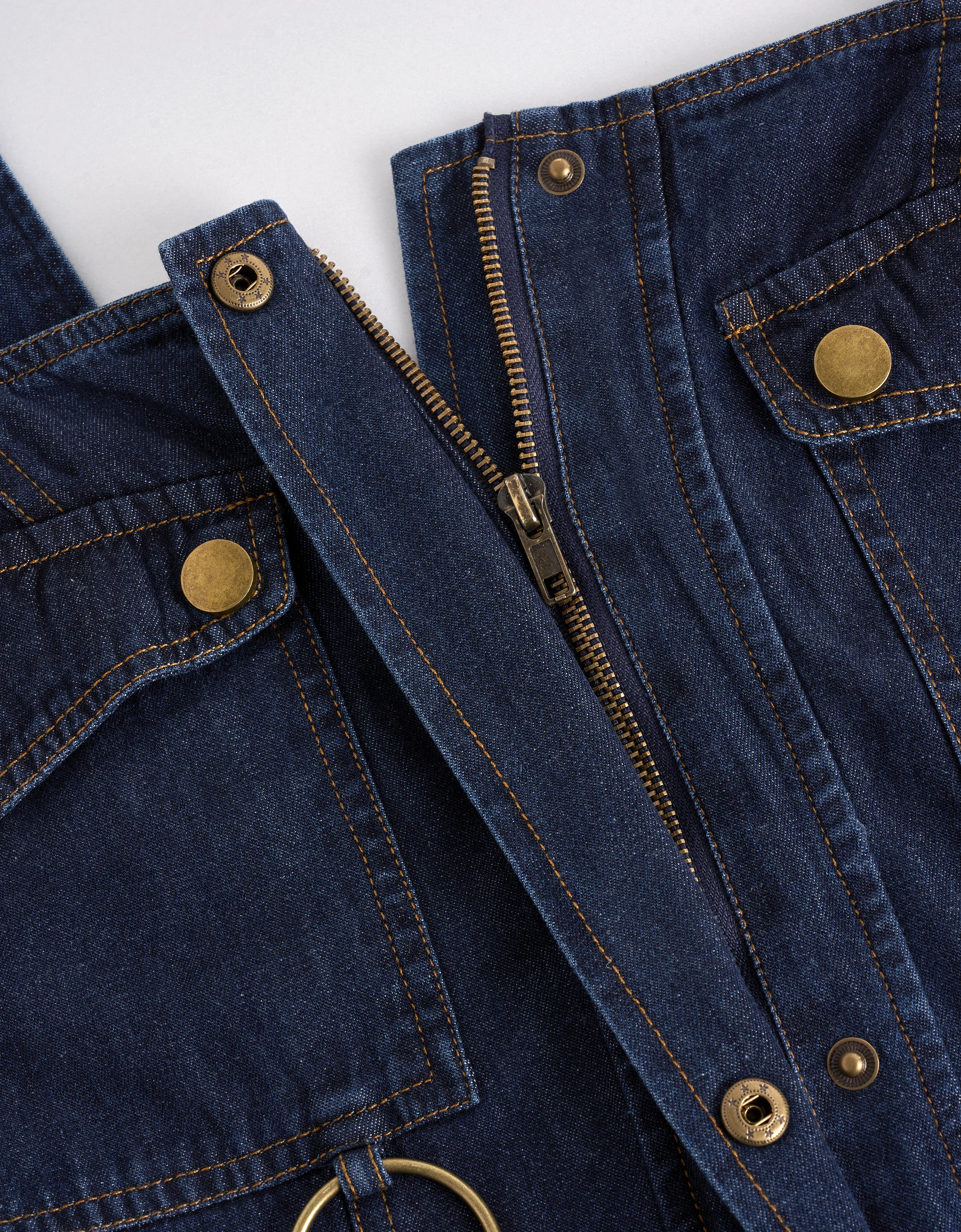 Patch Pockets Denim Strap Dress - Image 8