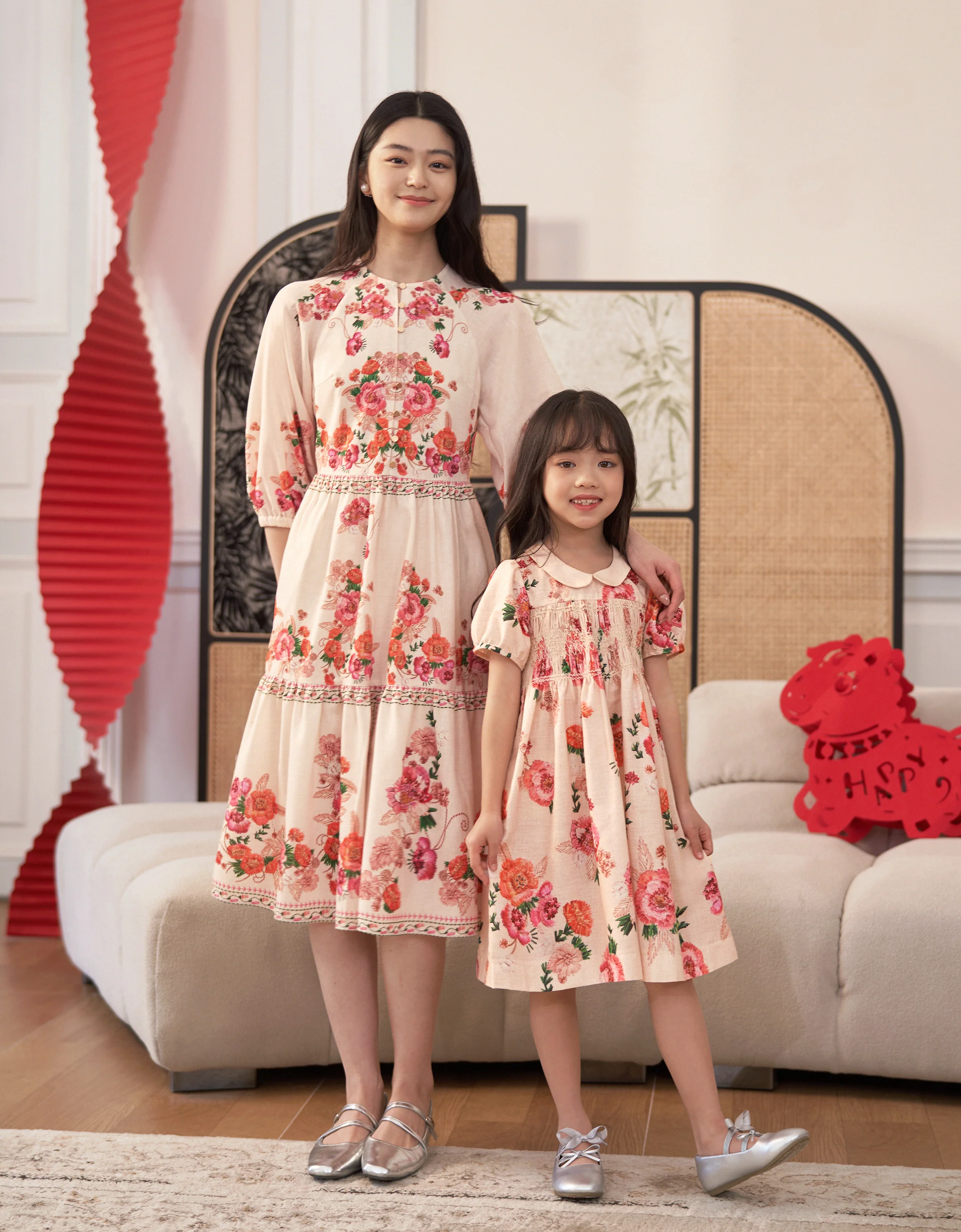 Peter Pan Collar Short Sleeve Floral Dress - Image 4