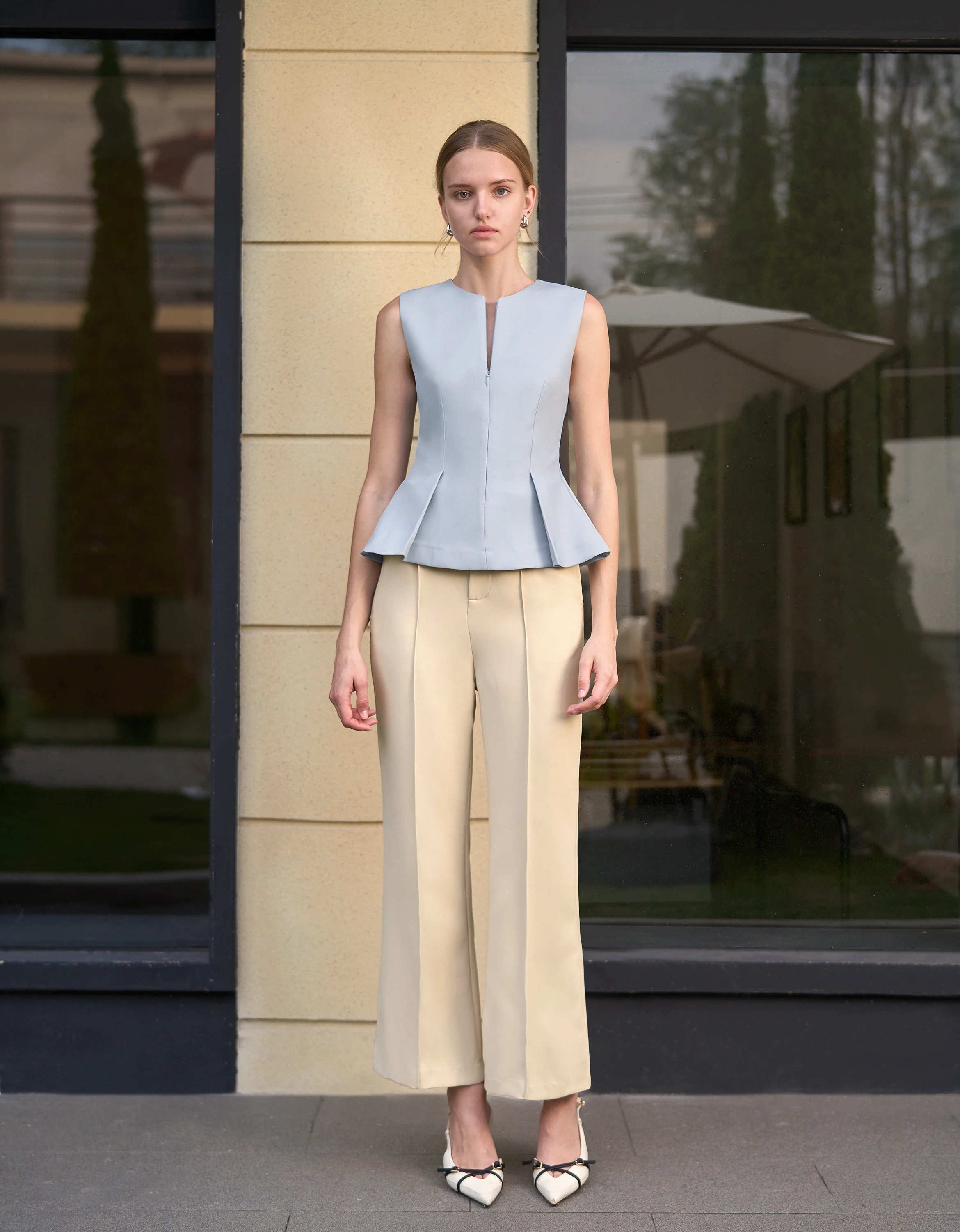 Pleated Hem Sleeveless Top - Image 44