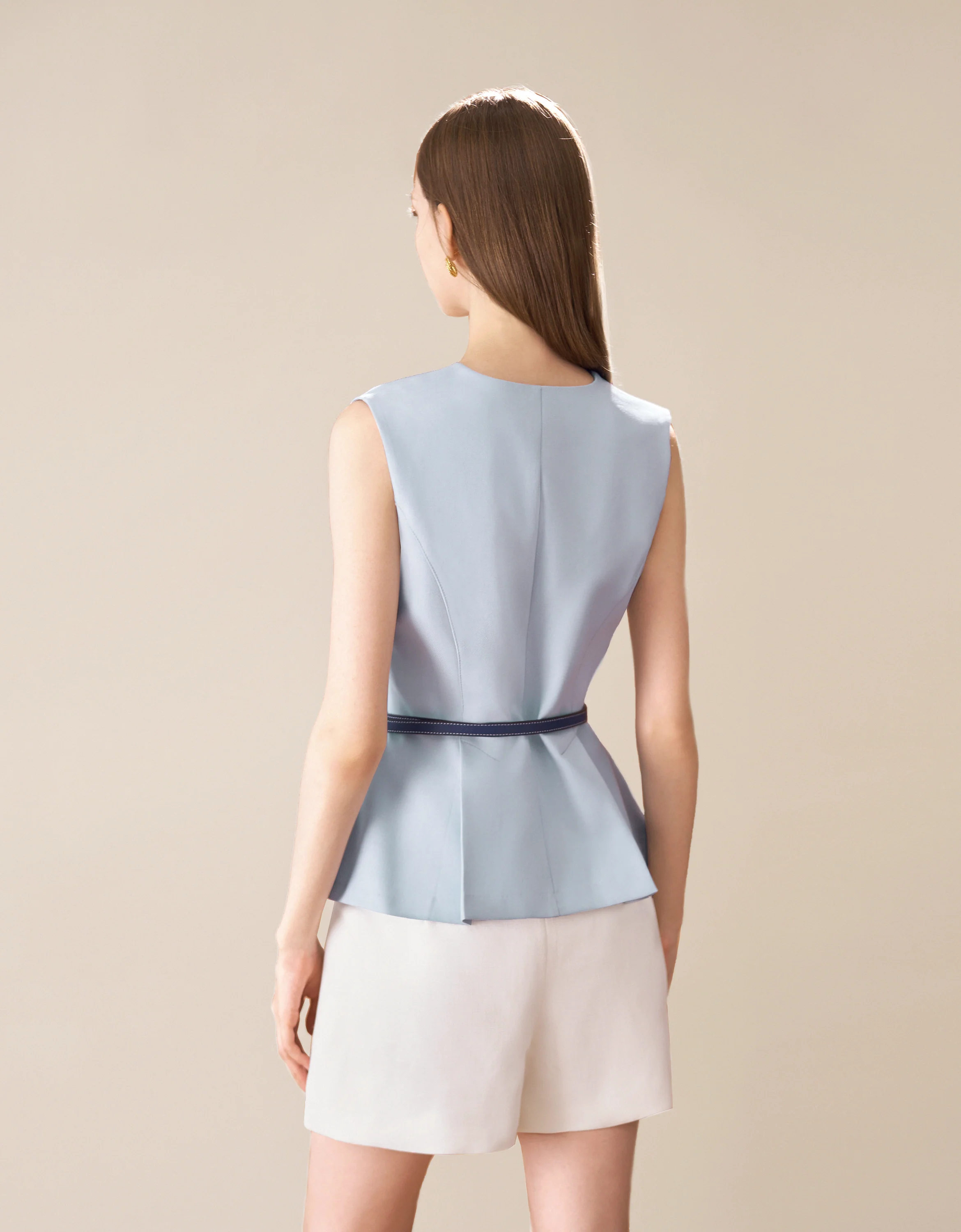 Pleated Hem Sleeveless Top - Image 47