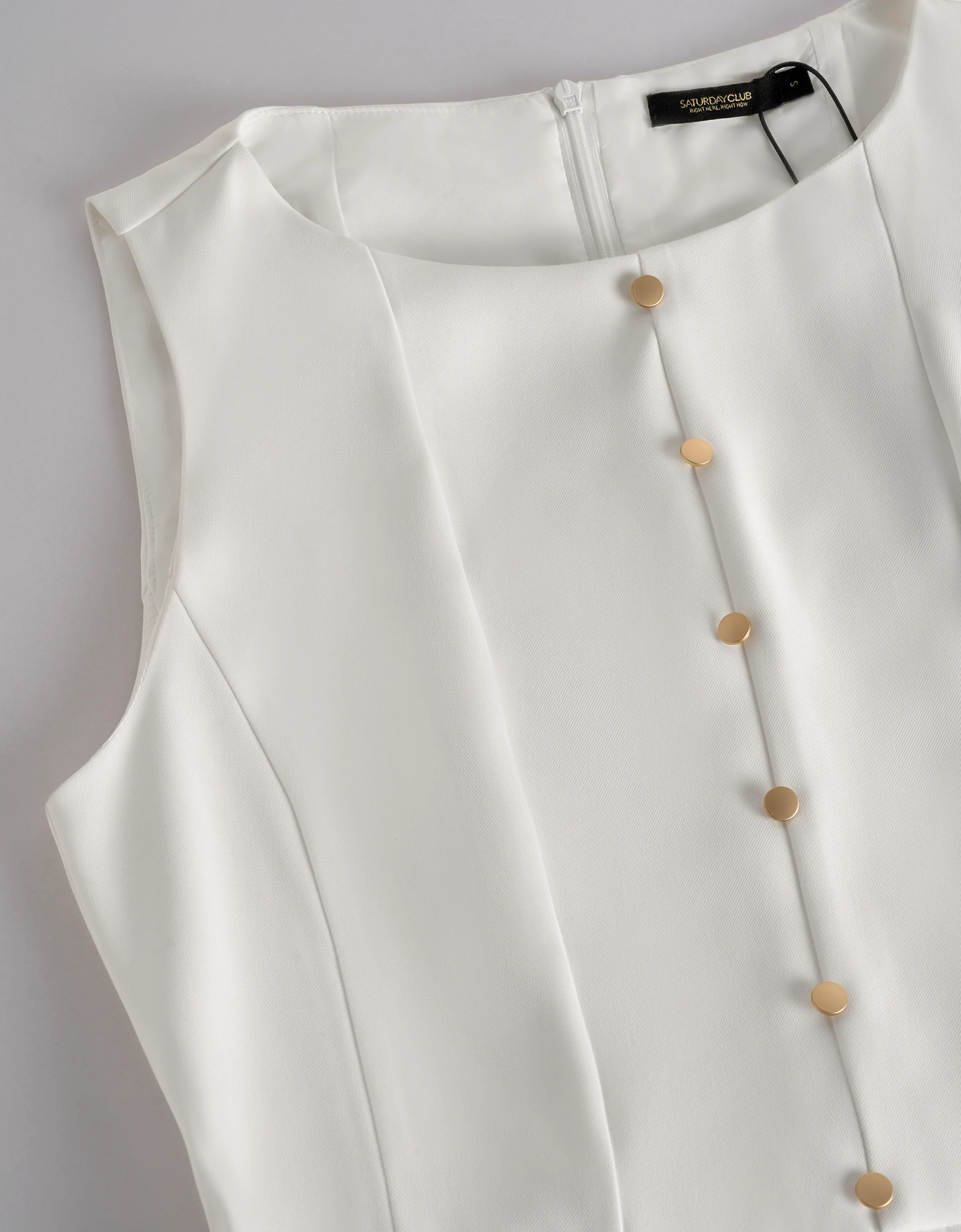 Pleated Skirt Button Front Sleeveless Dress - Image 14