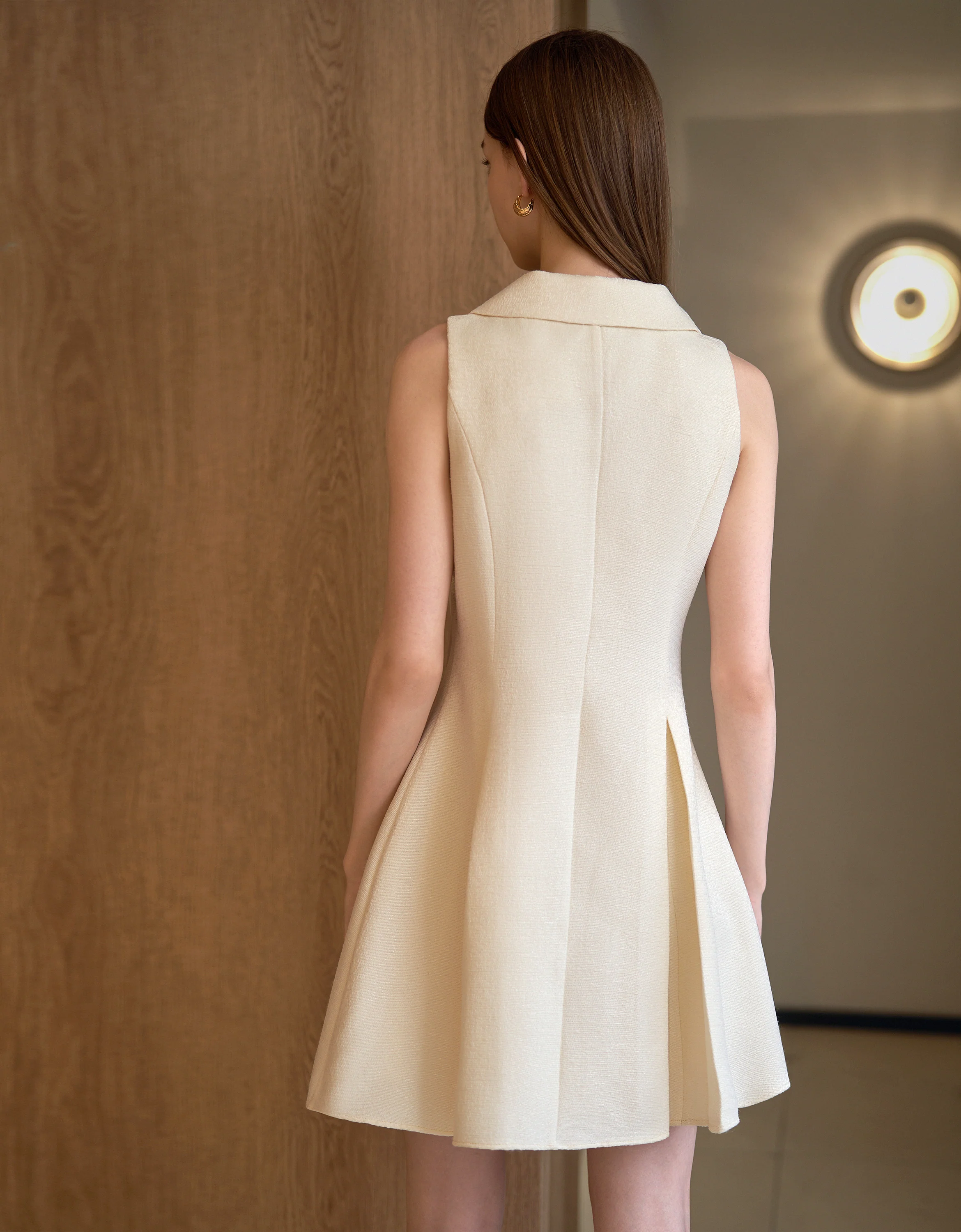 Pleated Skirt V-Neck Dress - Image 9