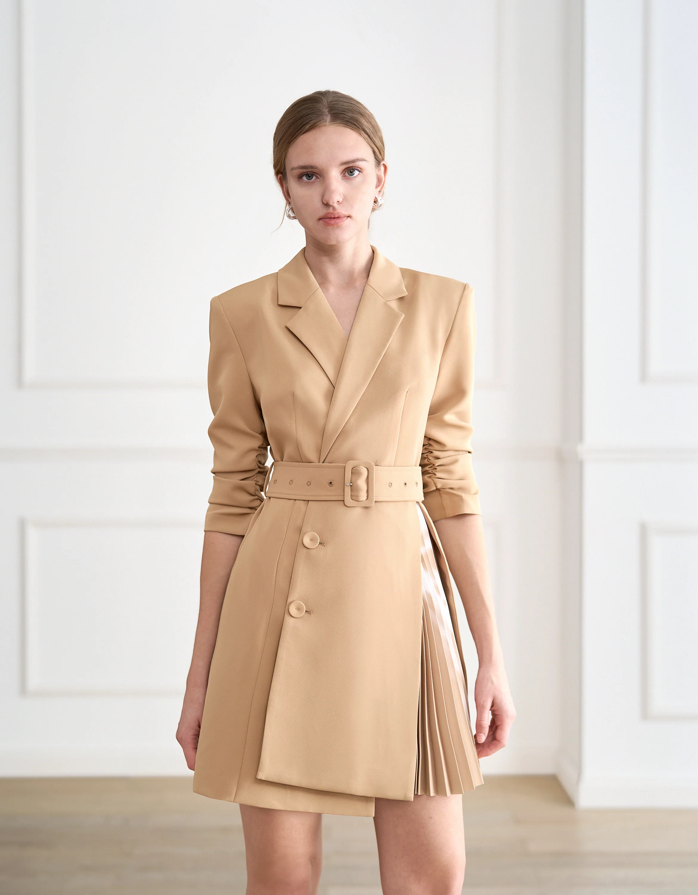 Printed Side Pleats Suit Dress - Image 14