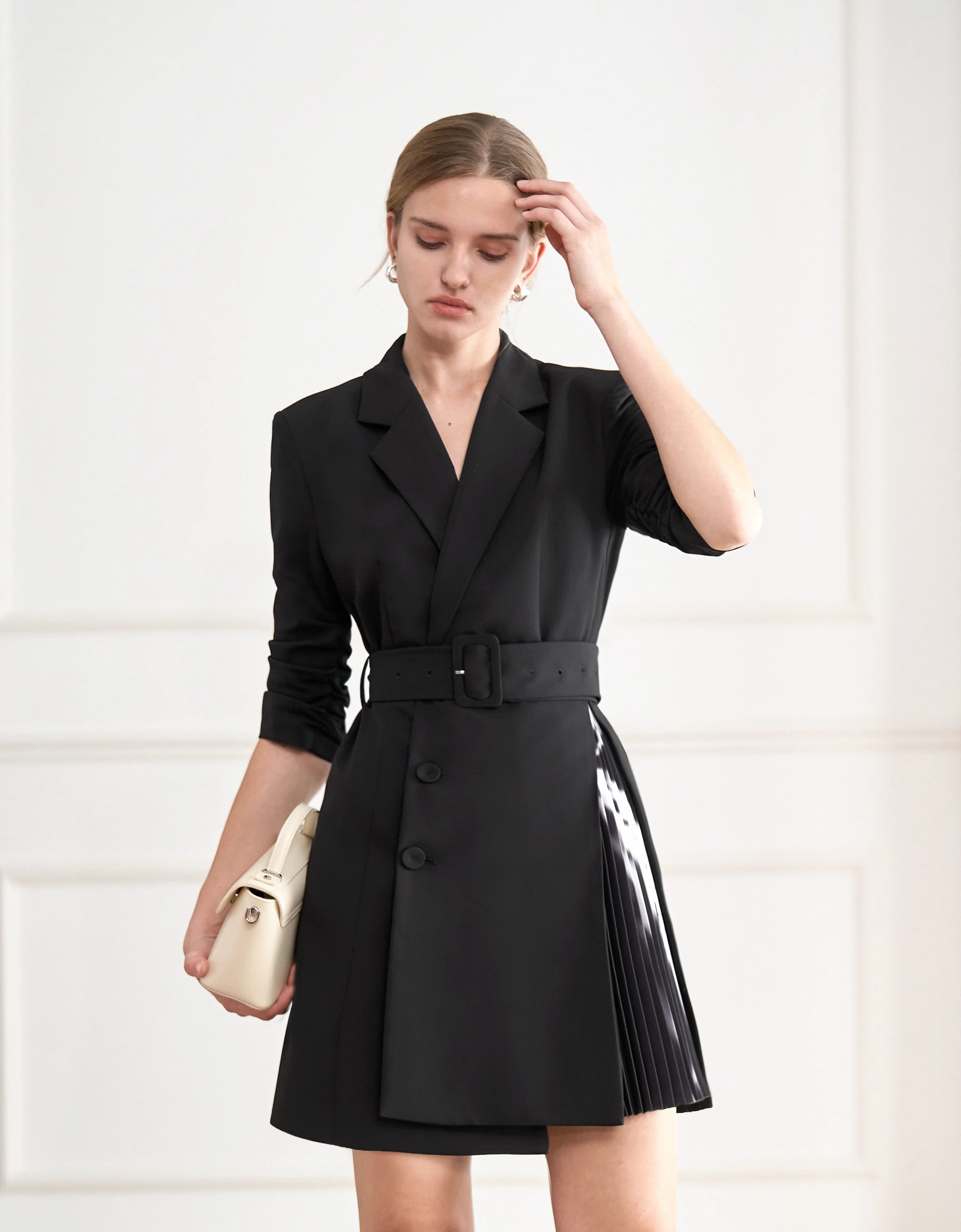 Printed Side Pleats Suit Dress - Image 3