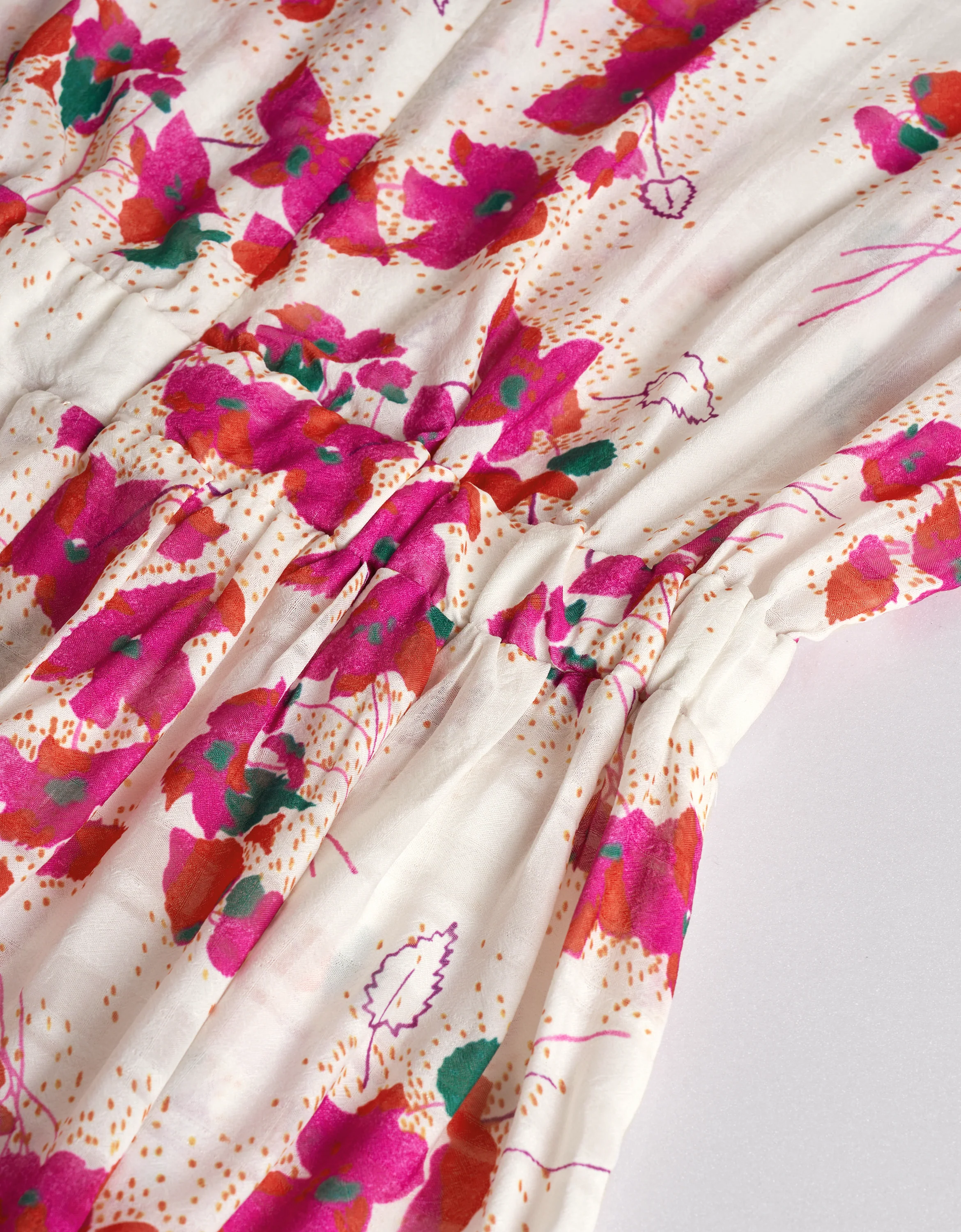 Round Neck Long Sleeve Tiered Floral Dress - Image 8