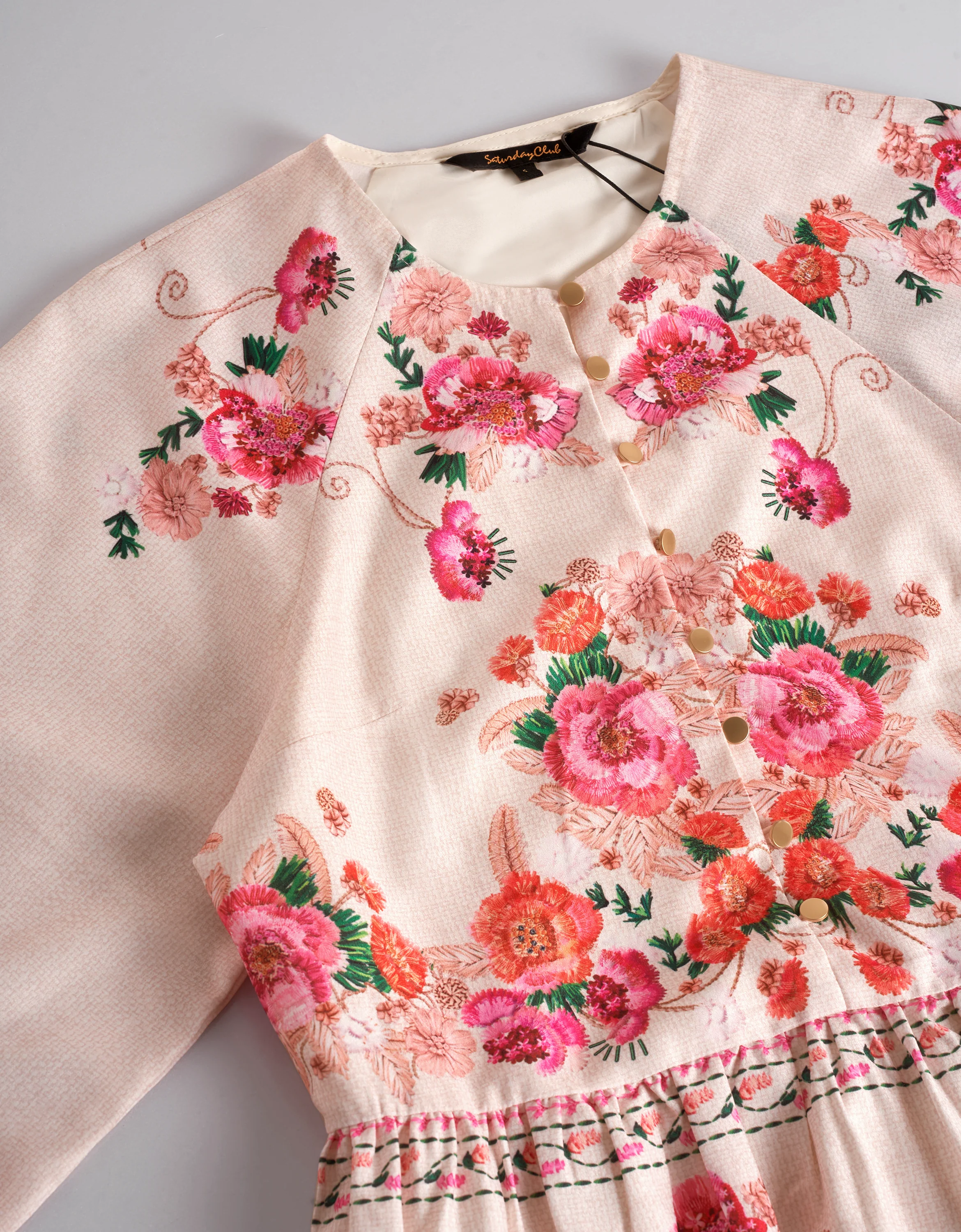 Round Neck Tiered Skirt Floral Print Dress - Image 6